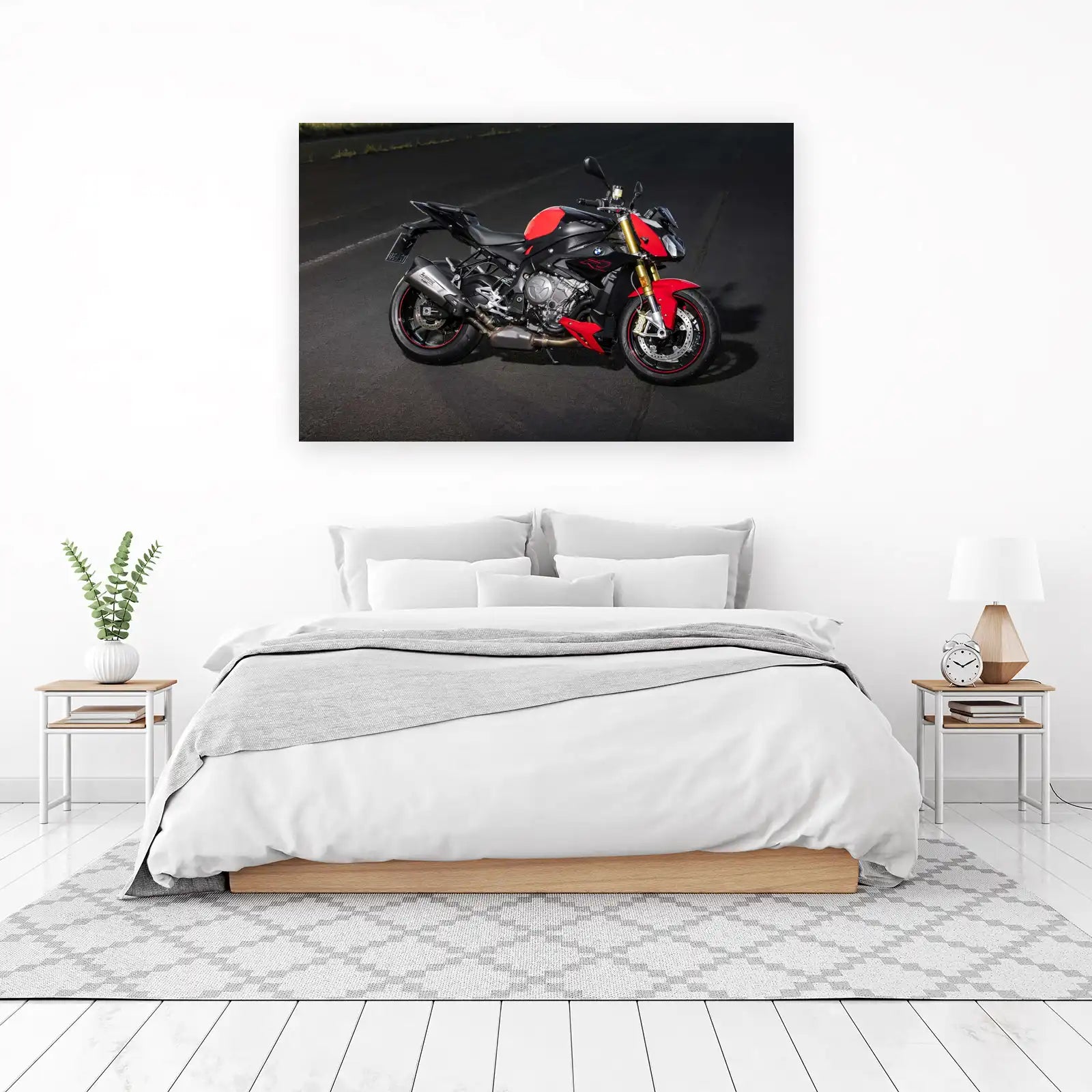 Dynamic Red & Black Motorcycle Wall Art