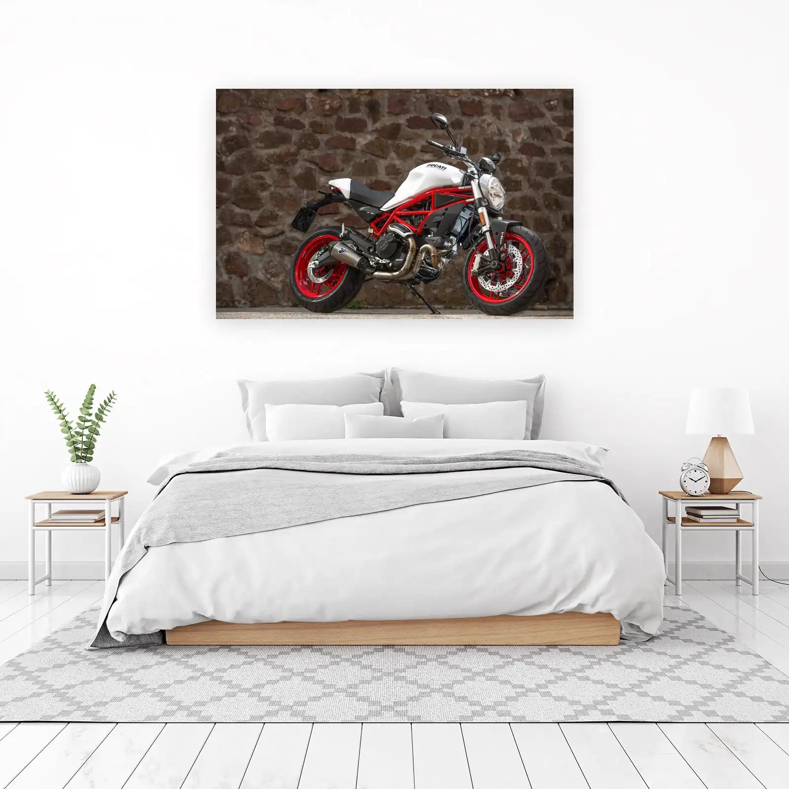 Iconic Ducati Monster 797 Red & White Wall Art
