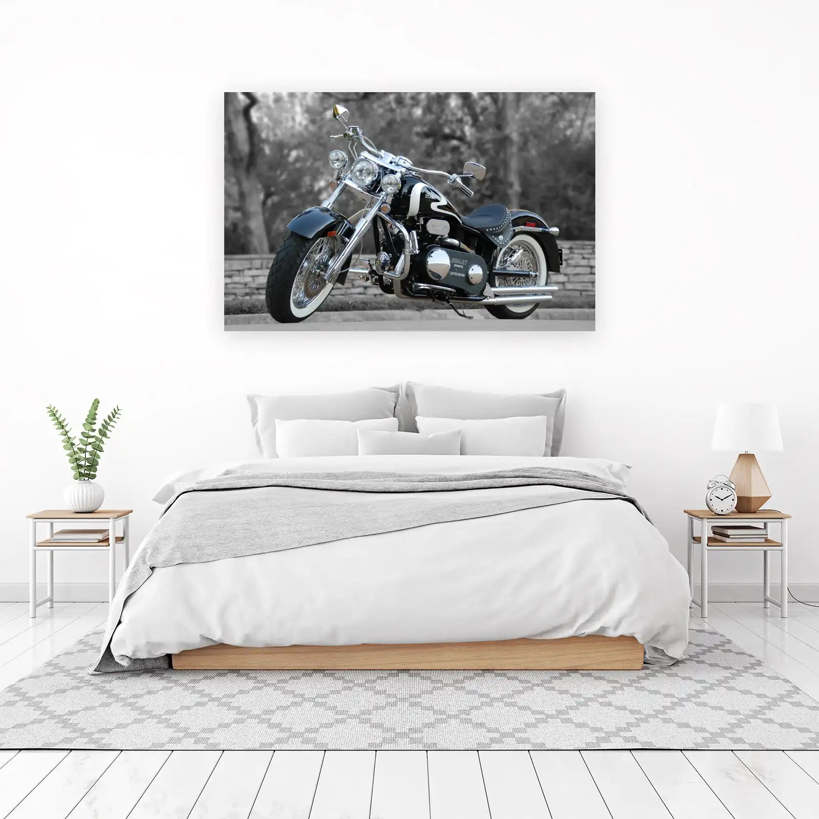 Classic Chrome Chopper Motorcycle Wall Art