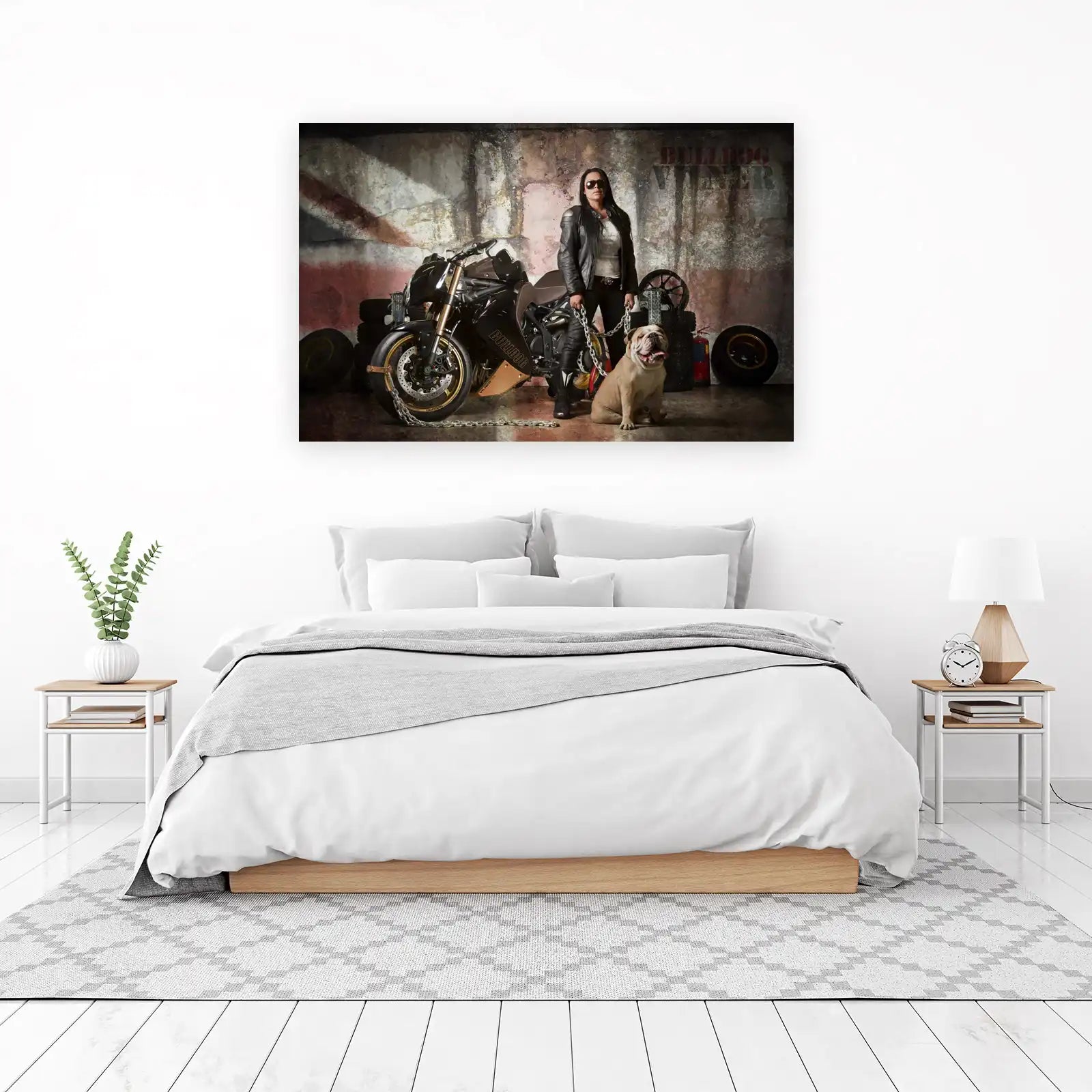 Bulldog Rider & Bike Wall Art