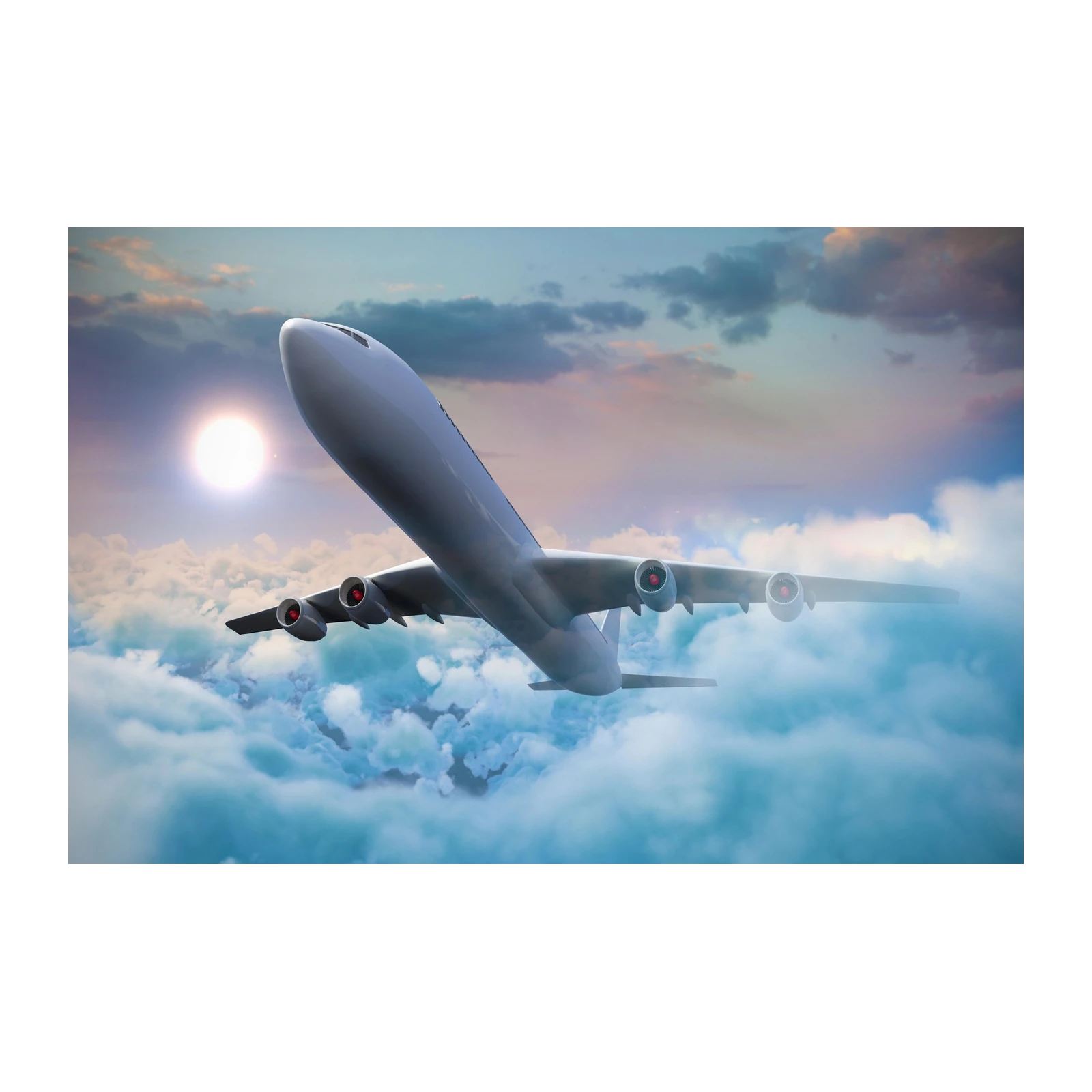 Airplane Soaring Through Clouds Wall Art