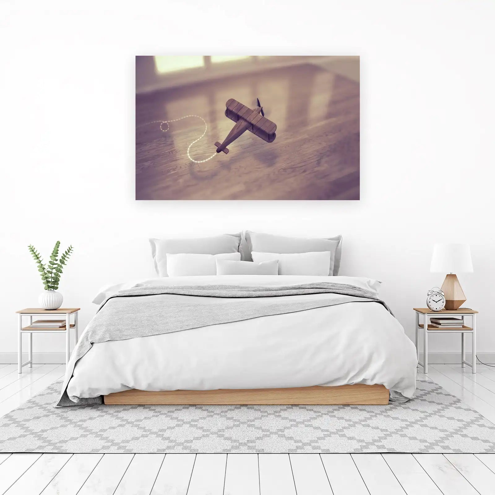 Vintage Biplane Adventure Wooden Wall Art