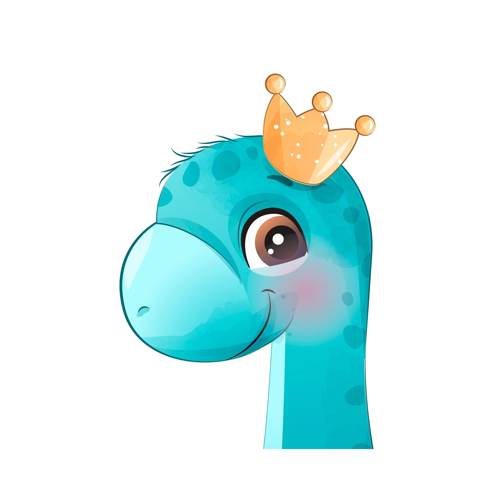 Adorable Blue Dino King Crown Wall Art