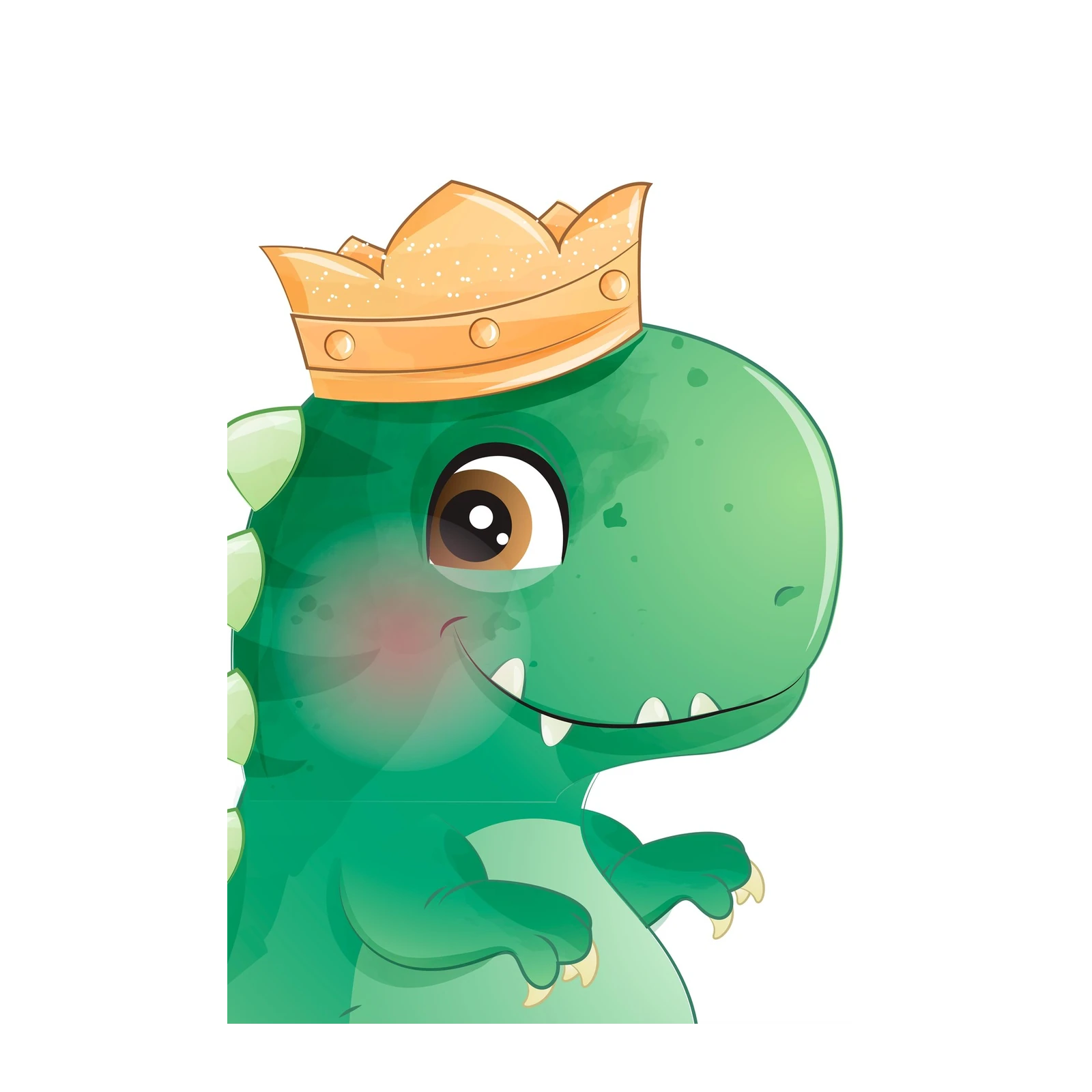 Adorable King Dinosaur Watercolor Wall Art