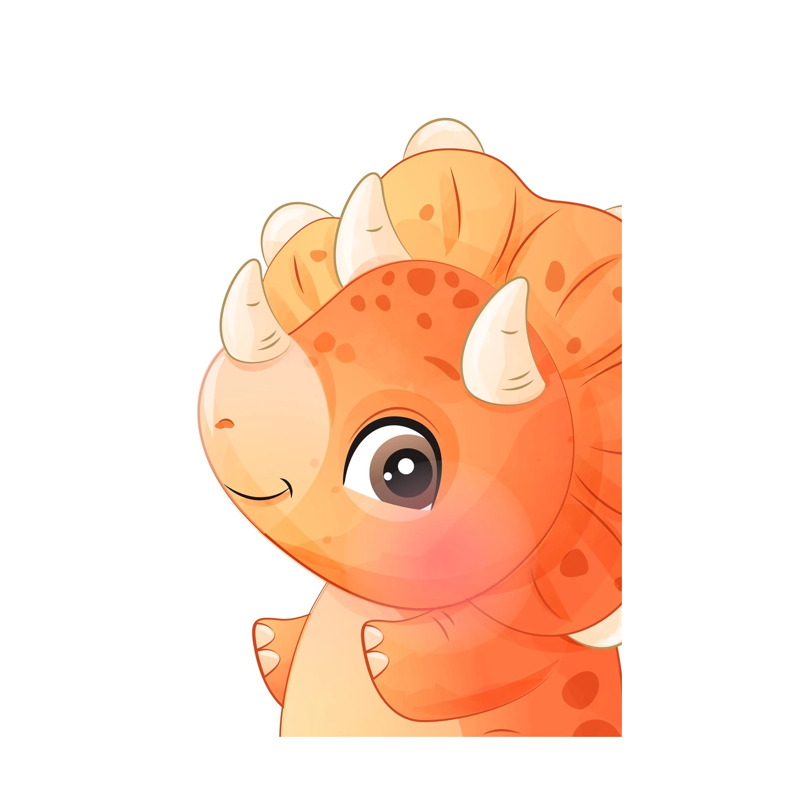 Adorable Orange Triceratops Baby Wall Art