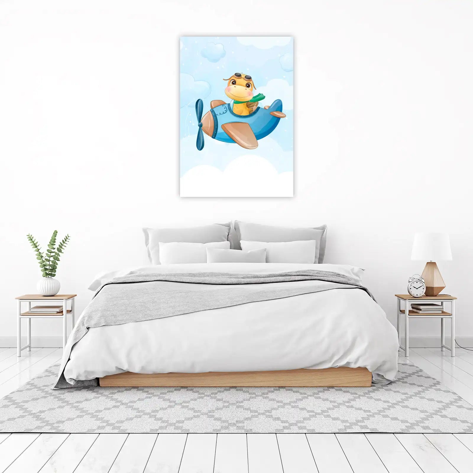 Cute Giraffe Pilot Airplane Wall Art