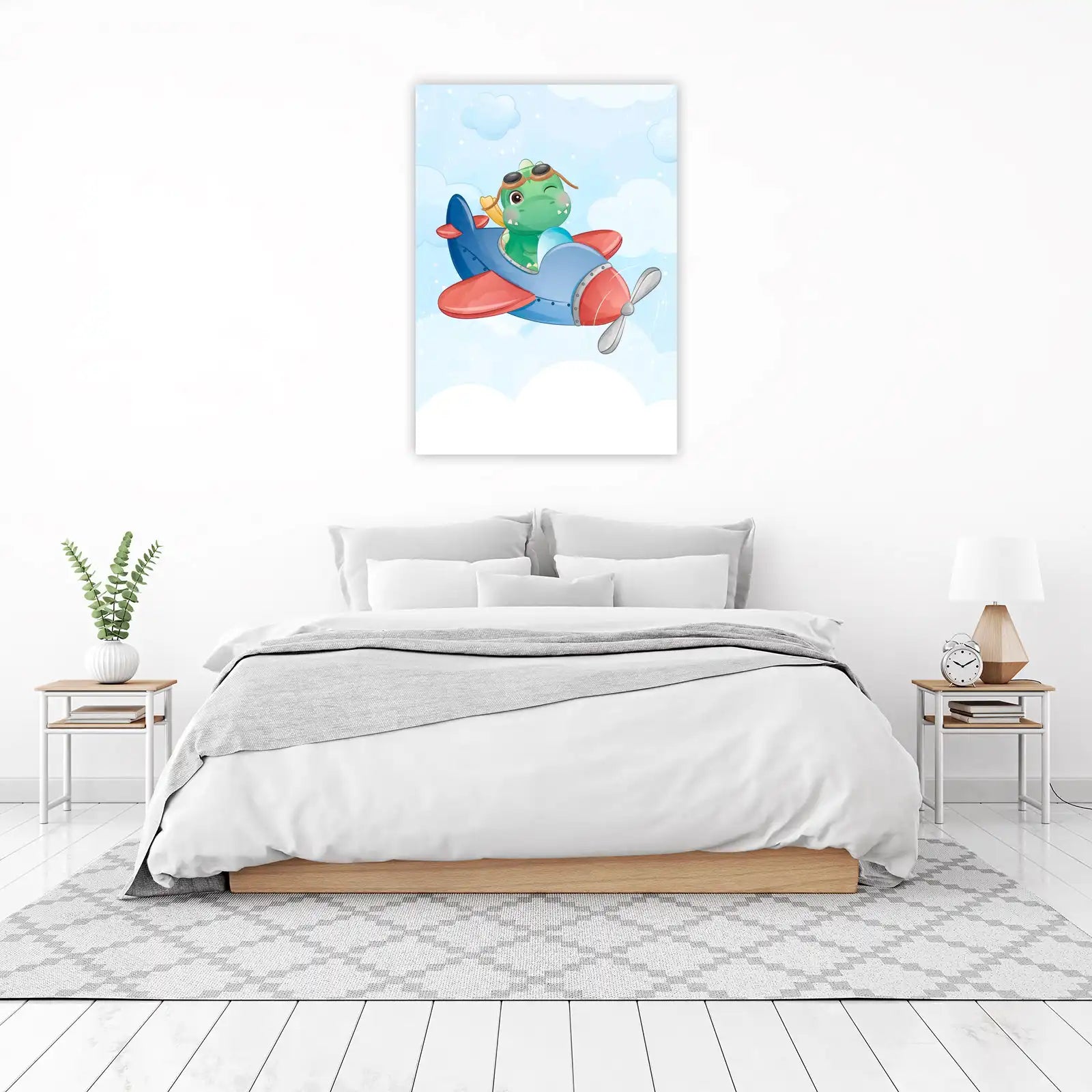 Cute Dinosaur Pilot Airplane Wall Art