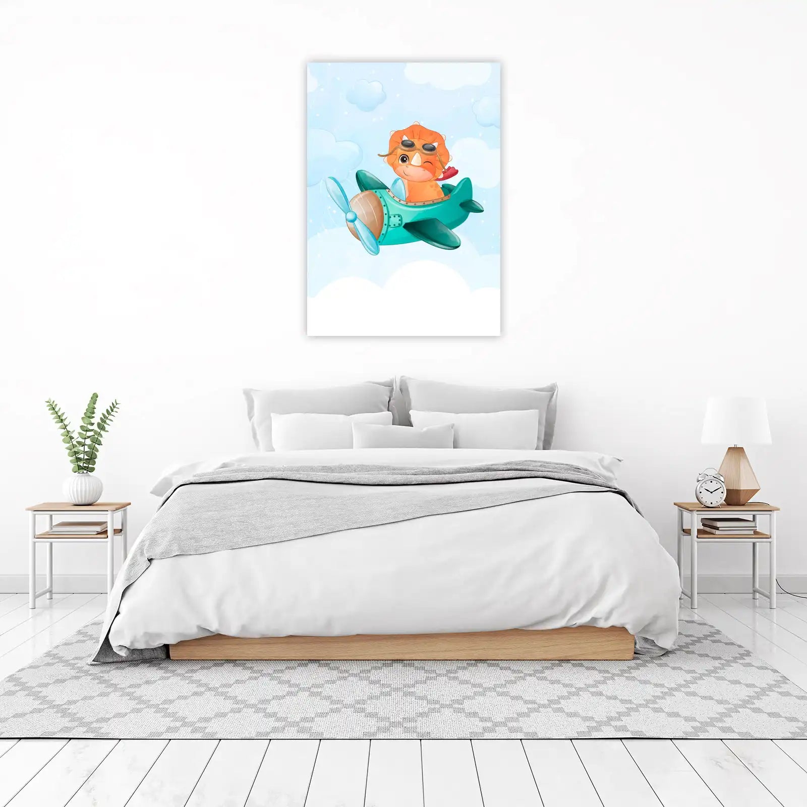 Cute Dinosaur Pilot Airplane Wall Art