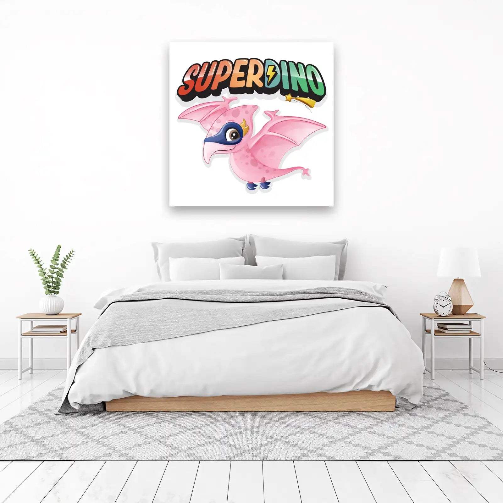 Adorable Pink Pterodactyl Super Dino Wall Art