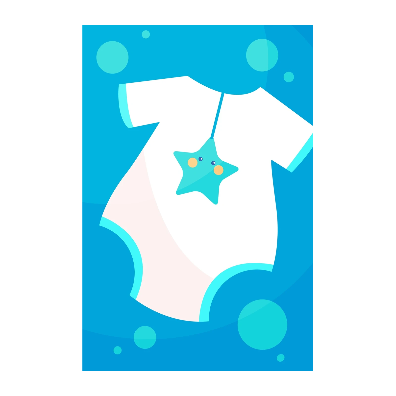 Cute Star Baby Onesie Blue Bubbles Wall Art