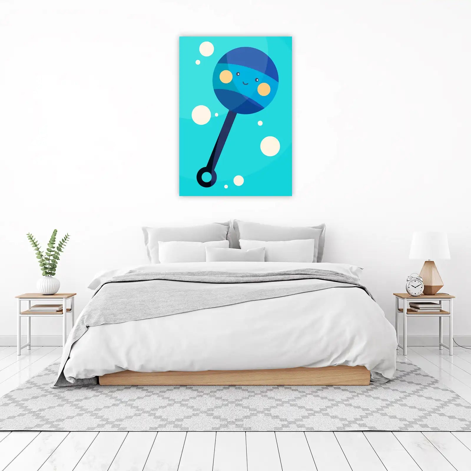 Cute Blue Rattle Baby Room Wall Art