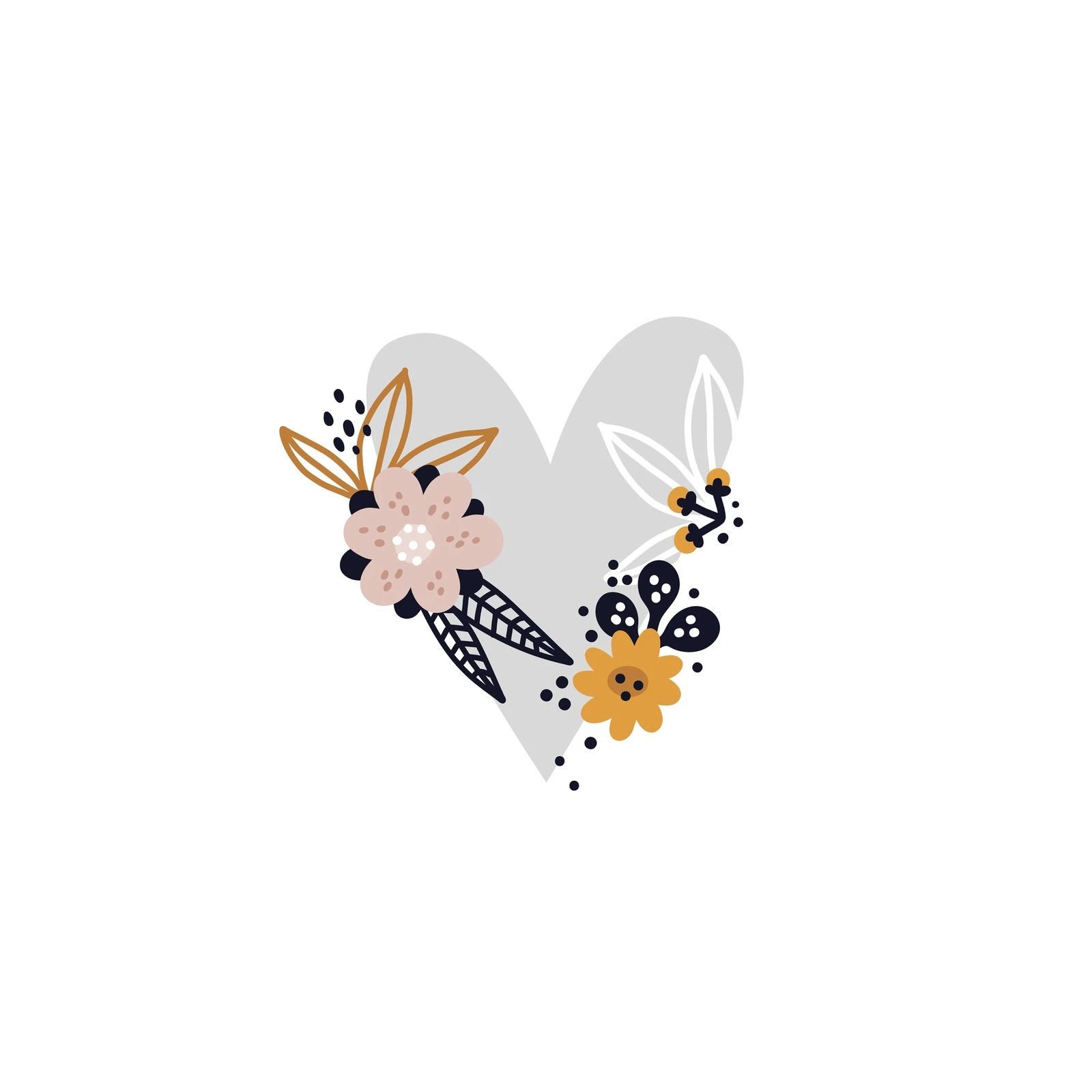 Whimsical Floral Heart Art Wall Art