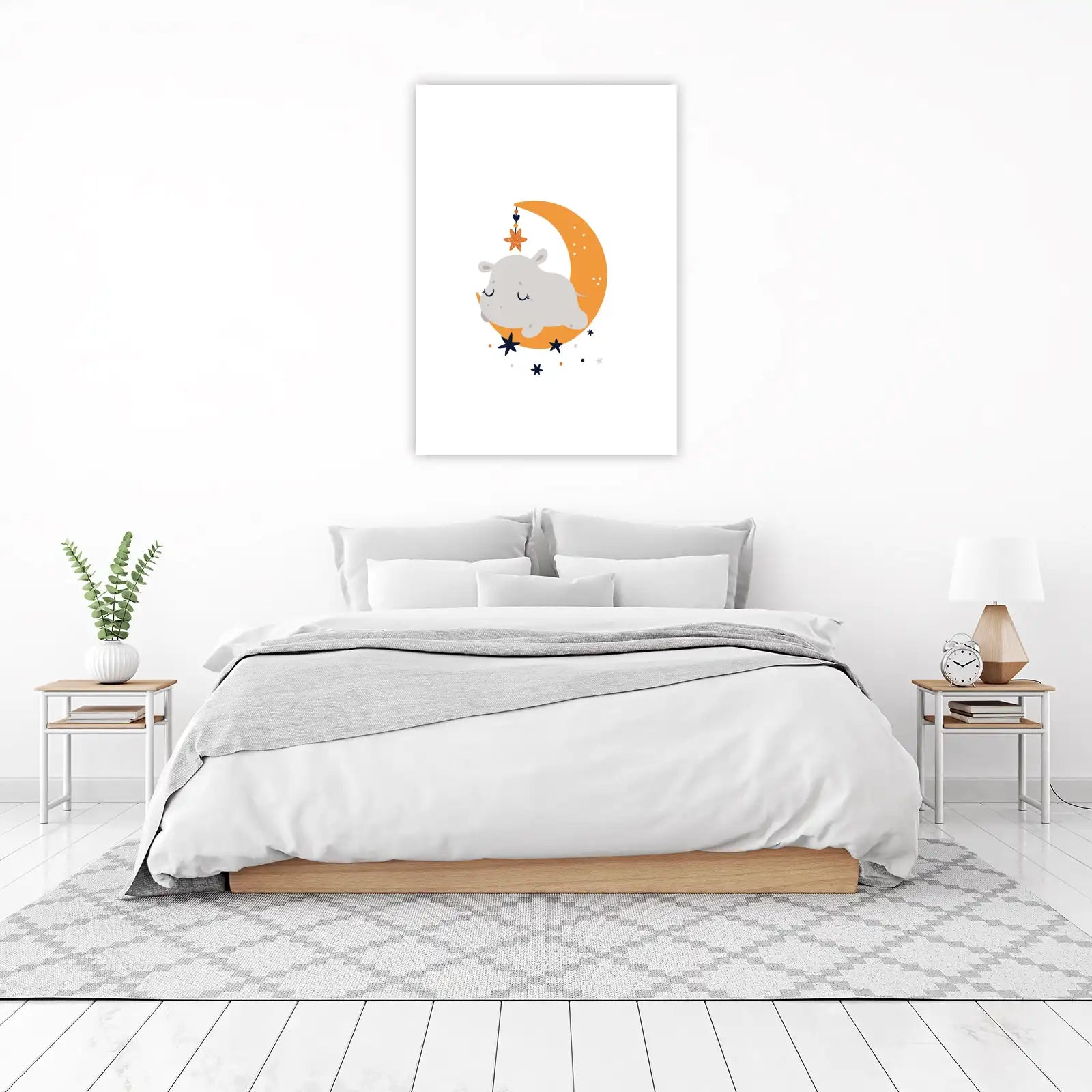 Dreamy Hippo Moon Nursery Wall Art Wall Art