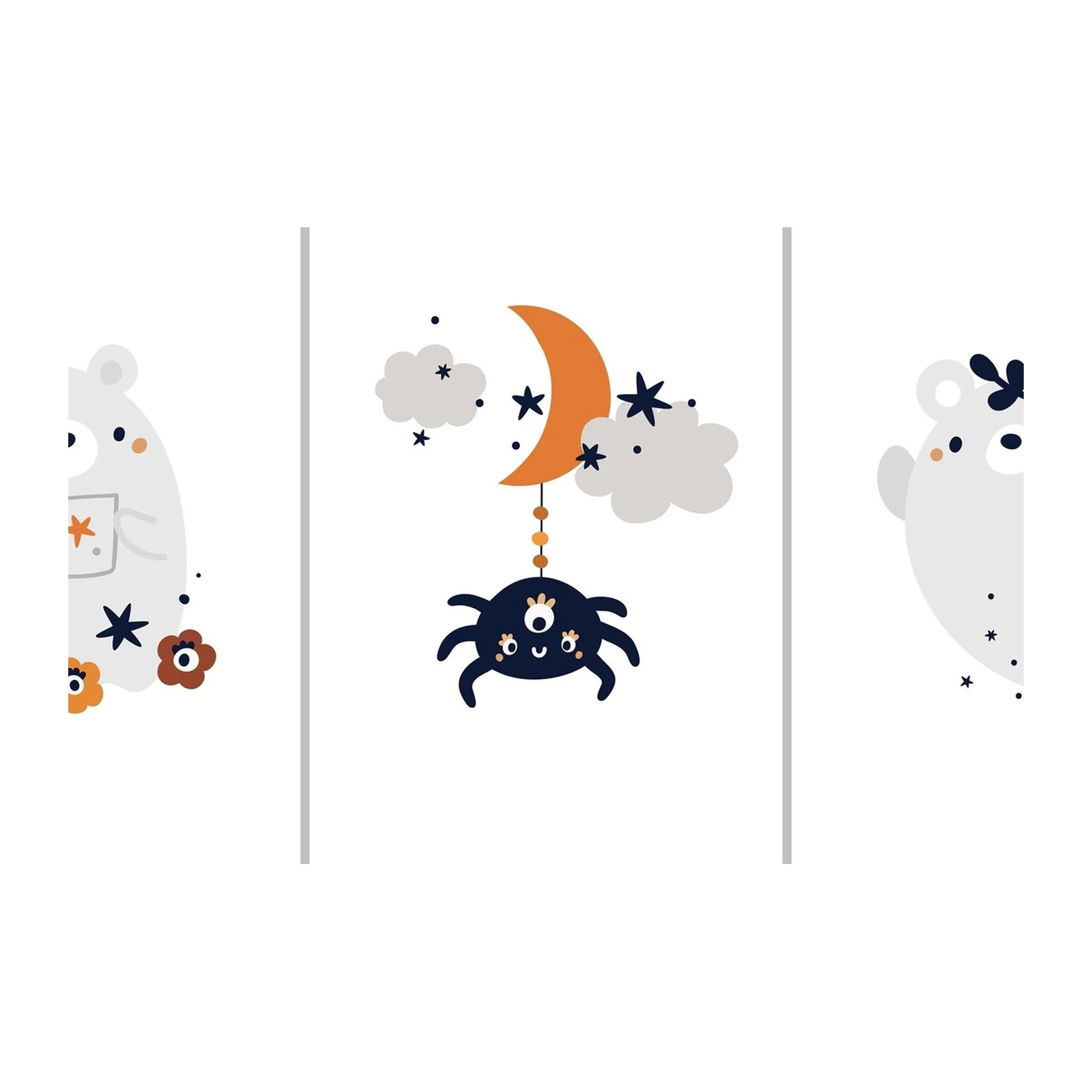 Cute Ghost & Spider Halloween Wall Art Wall Art
