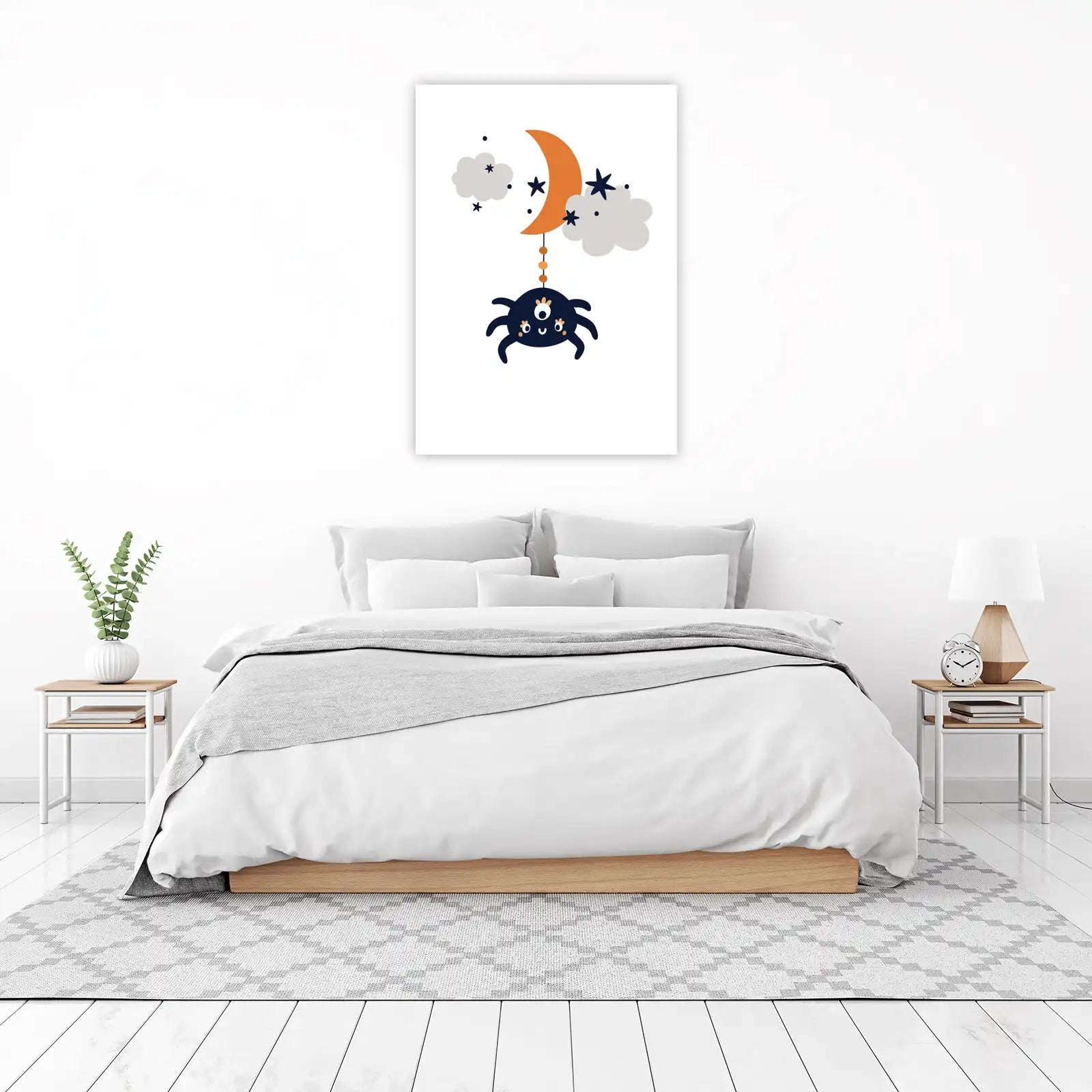 Cute Spider & Moon Boho Nursery Wall Art Wall Art