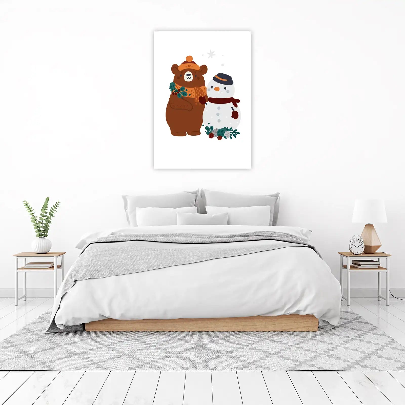 Charming Bear & Snowman Holiday Wall Art