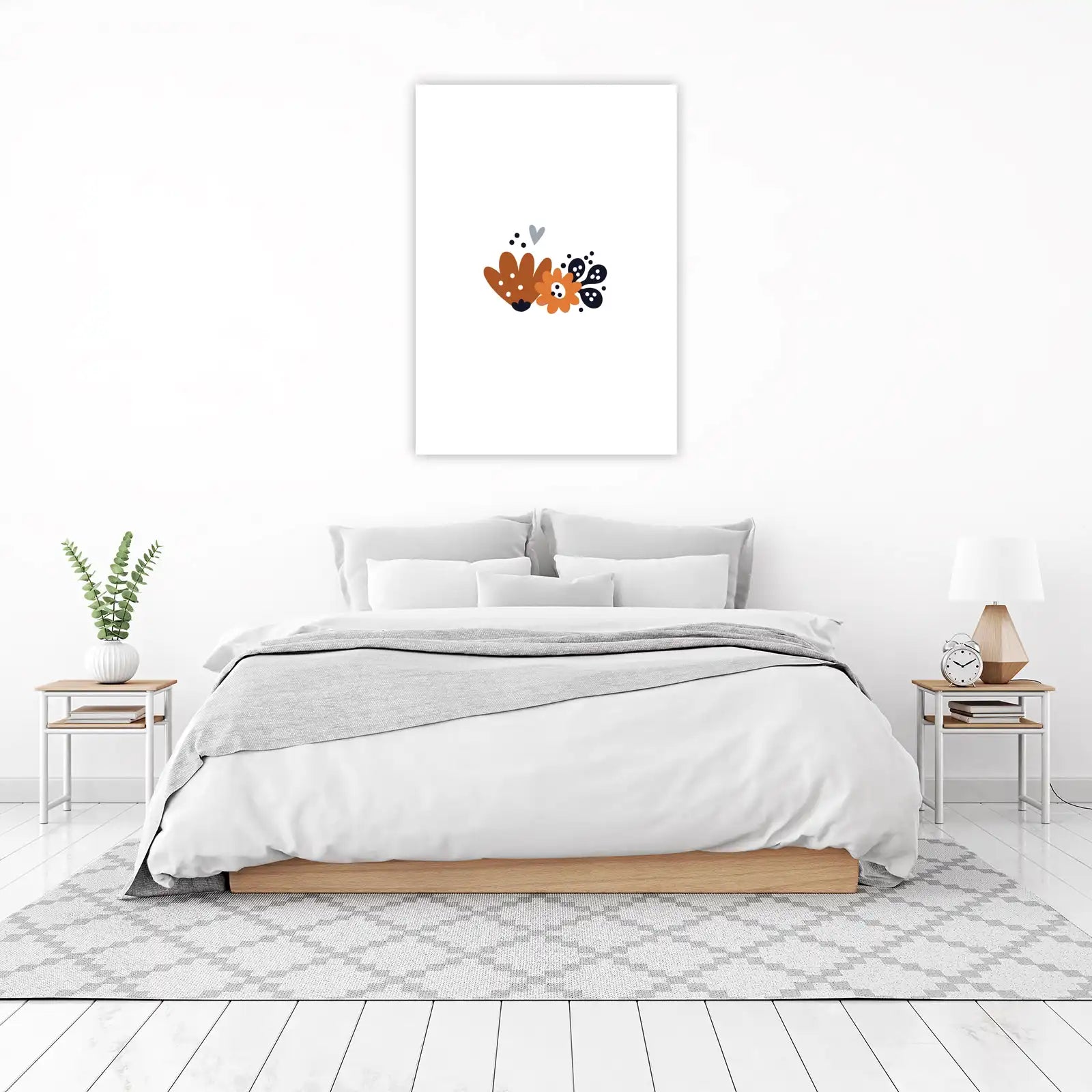 Boho Floral Abstract Heart Wall Art