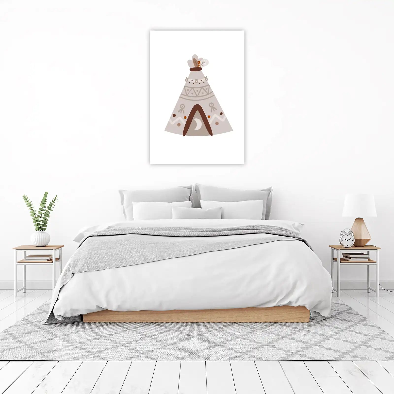 Boho Teepee Moon Nursery Wall Art