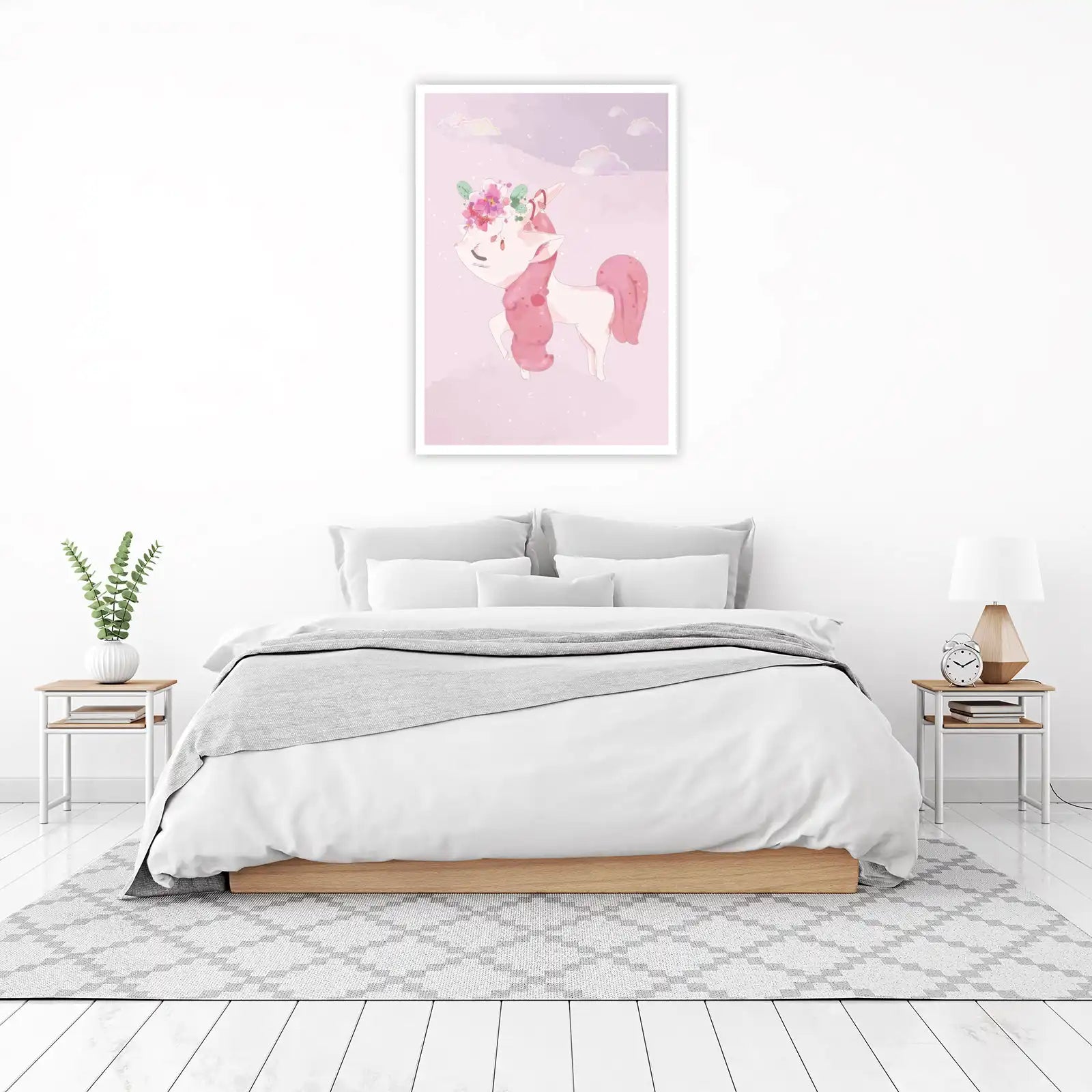 Enchanting Floral Unicorn Wall Art Wall Art