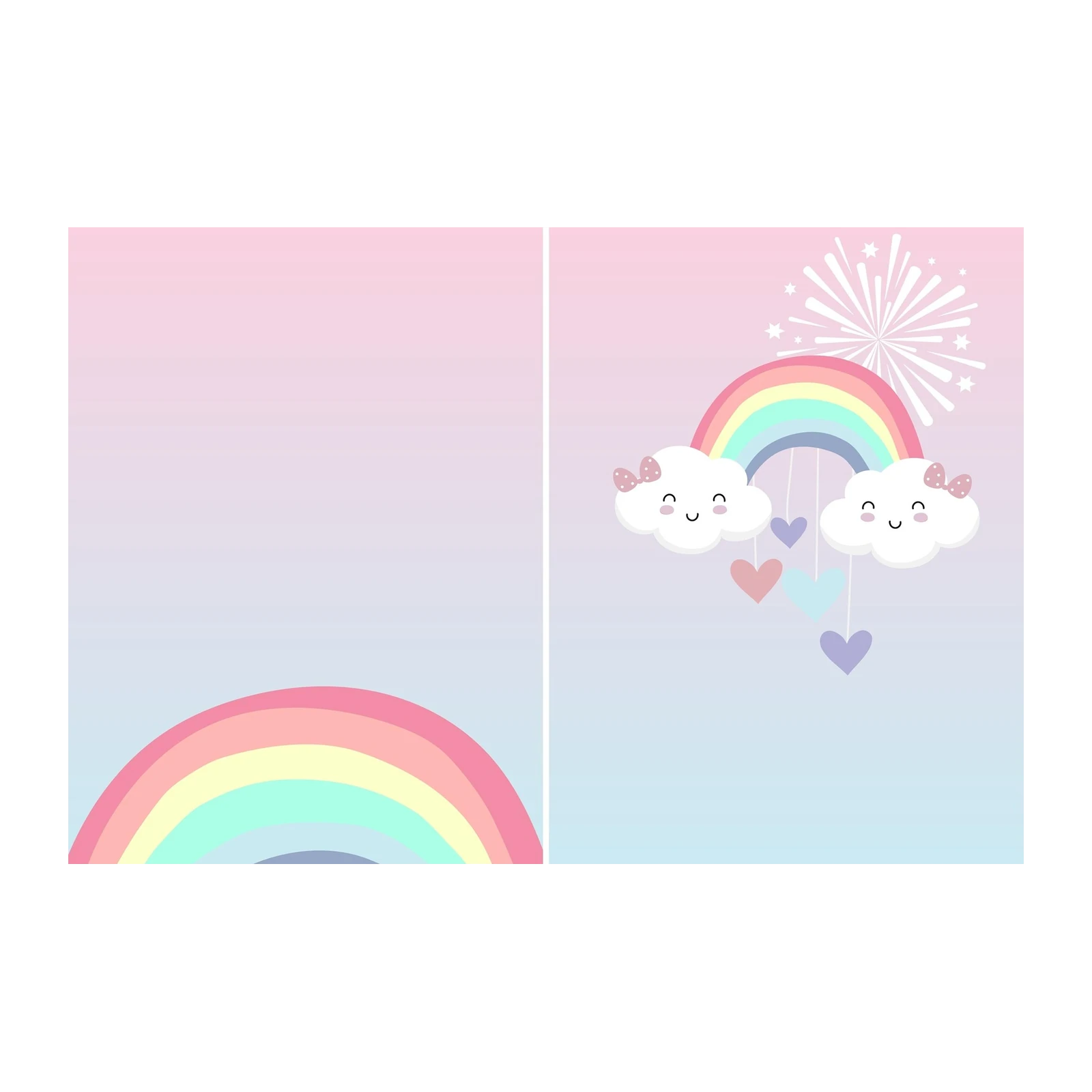 Cute Rainbow Clouds & Hearts Wall Art
