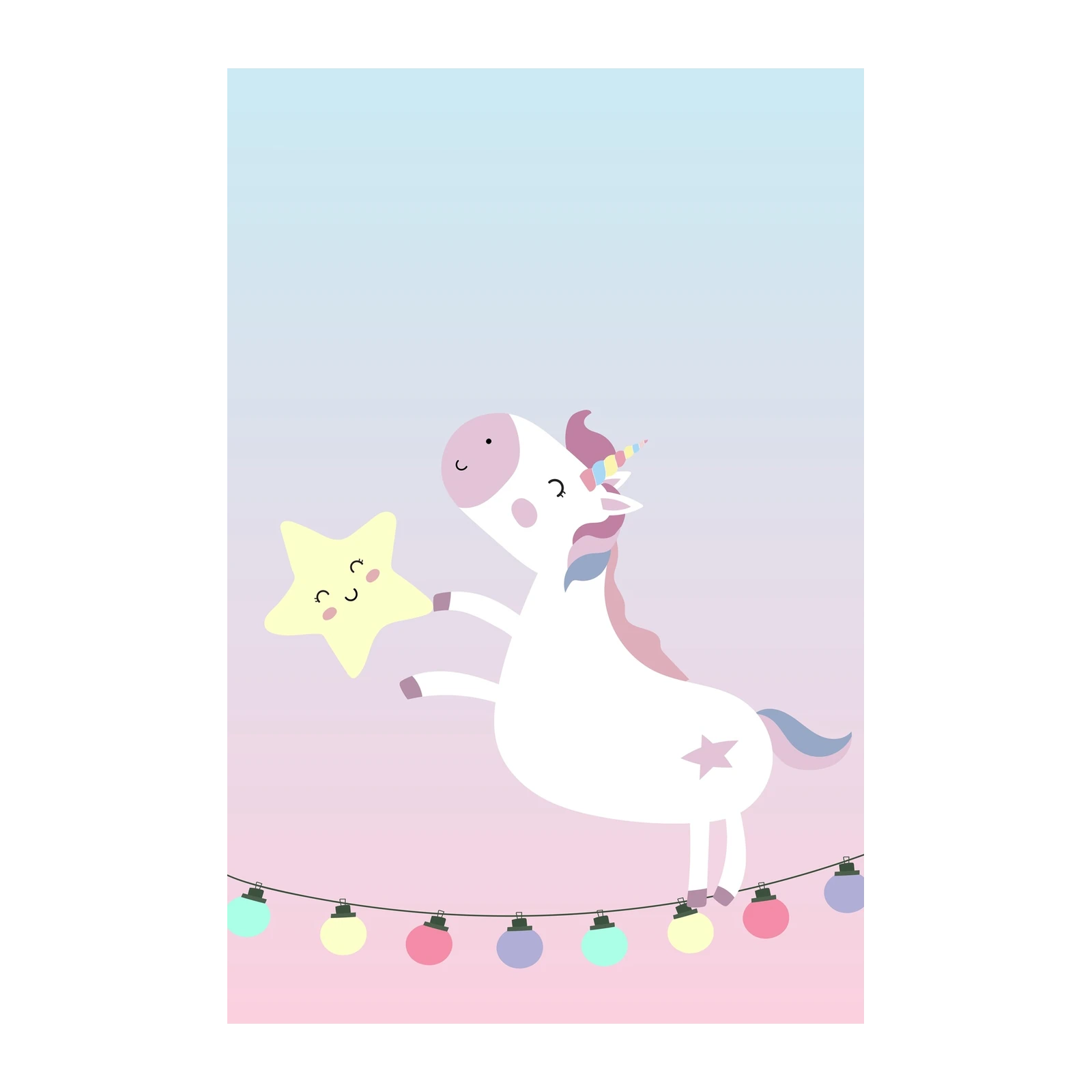 Magical Star Unicorn Nursery Wall Art
