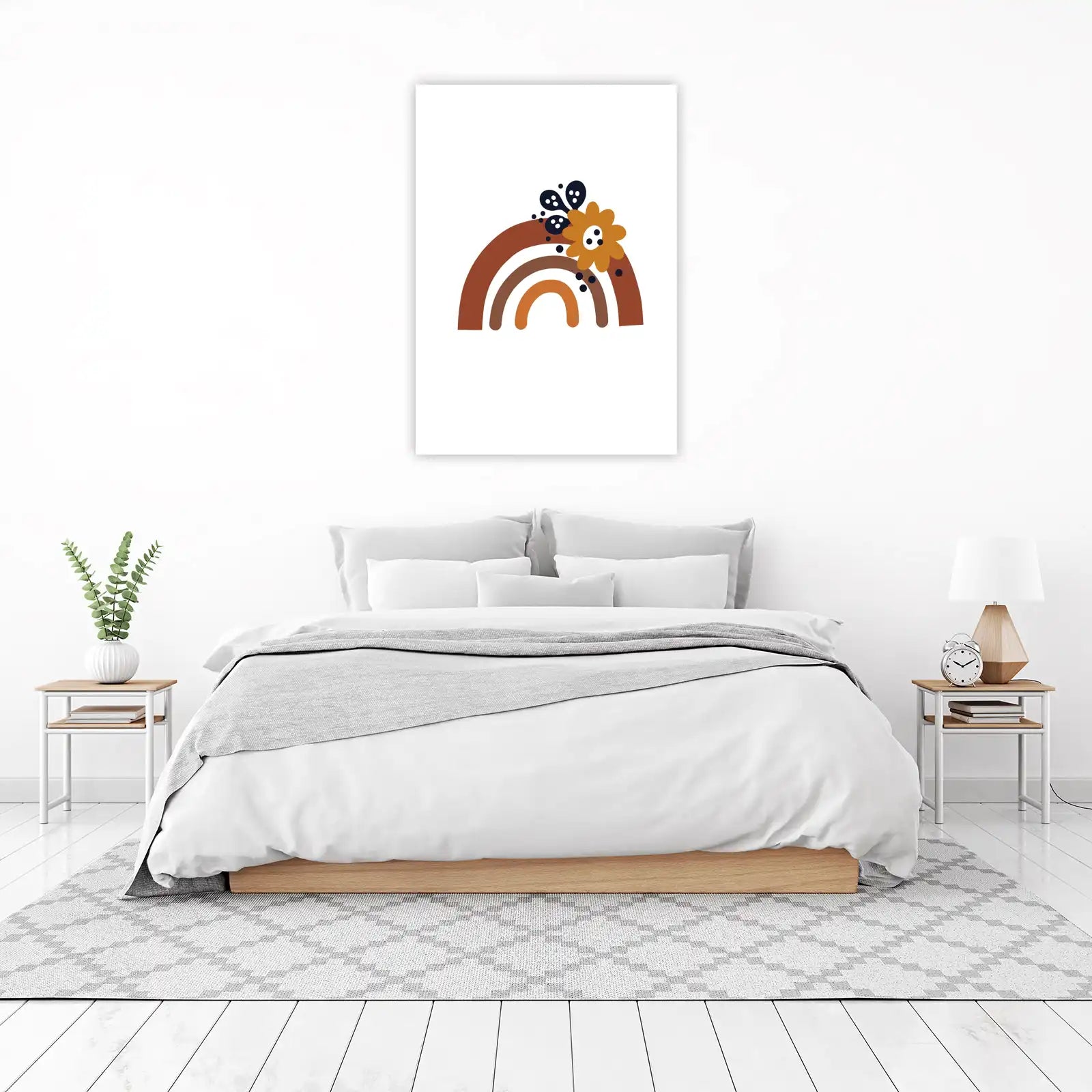 Boho Rainbow & Flower Art Wall Art