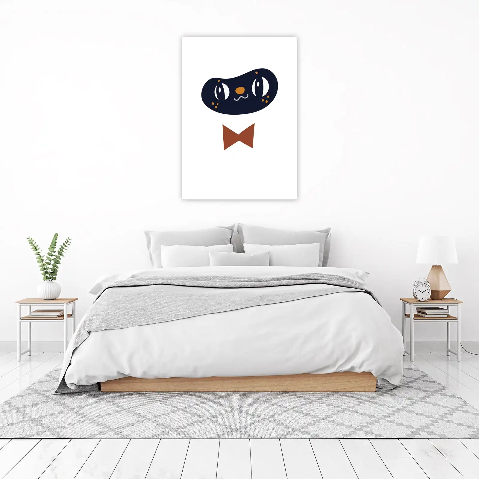 Chic Cat Face Bowtie Art Wall Art