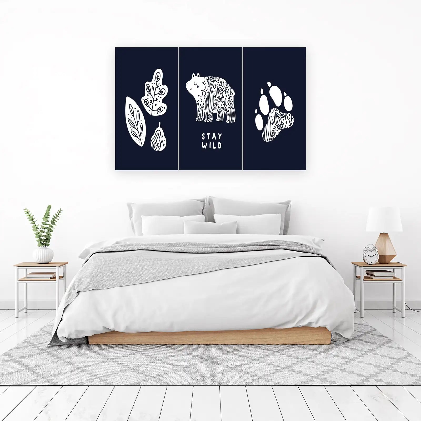 Boho Bear & Paw Botanical Wall Art