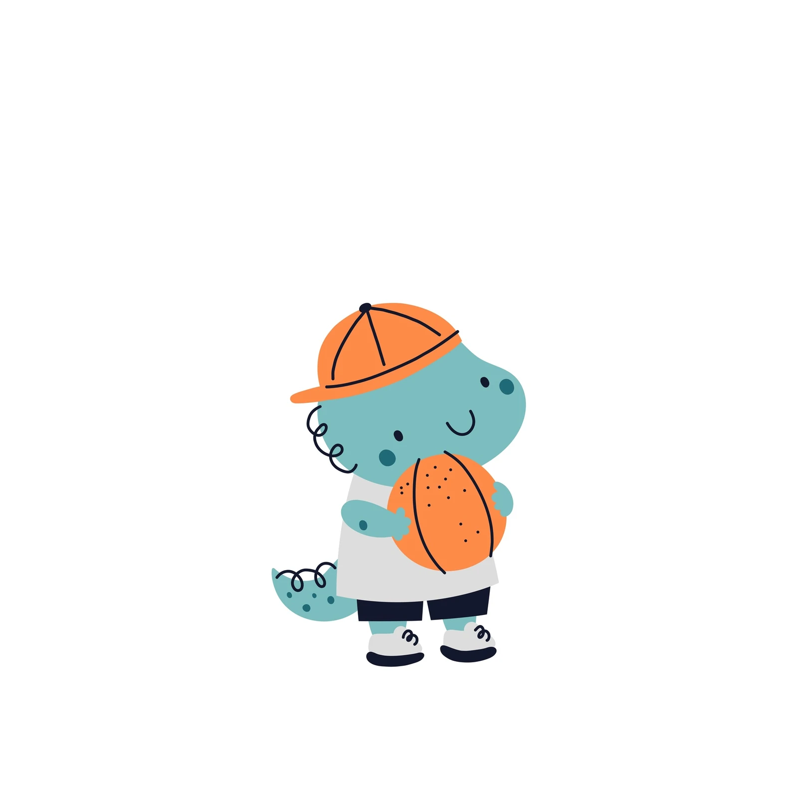 Cute Dinosaur Basketball Player Wall Art
