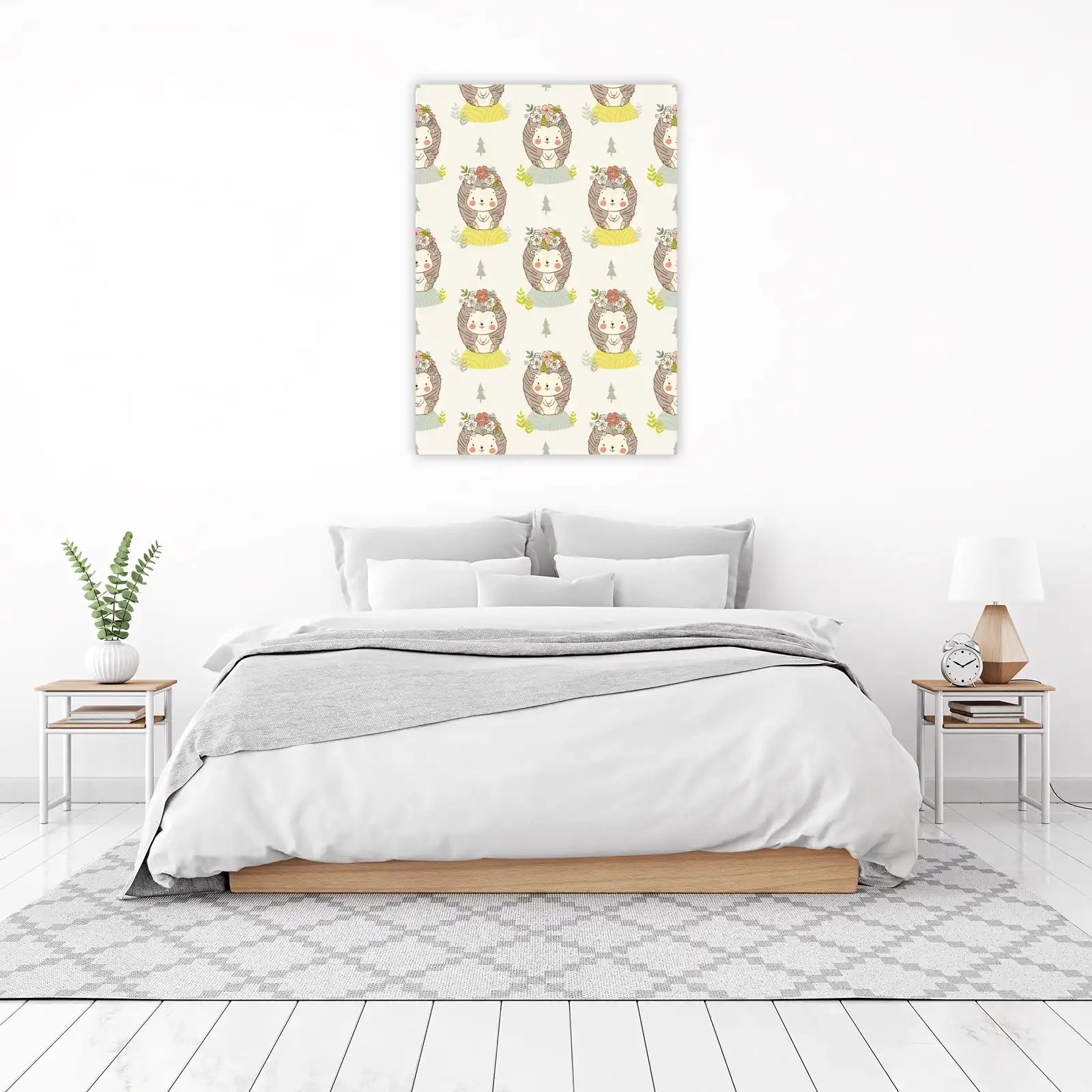Cute Hedgehog Floral Delight Wall Art