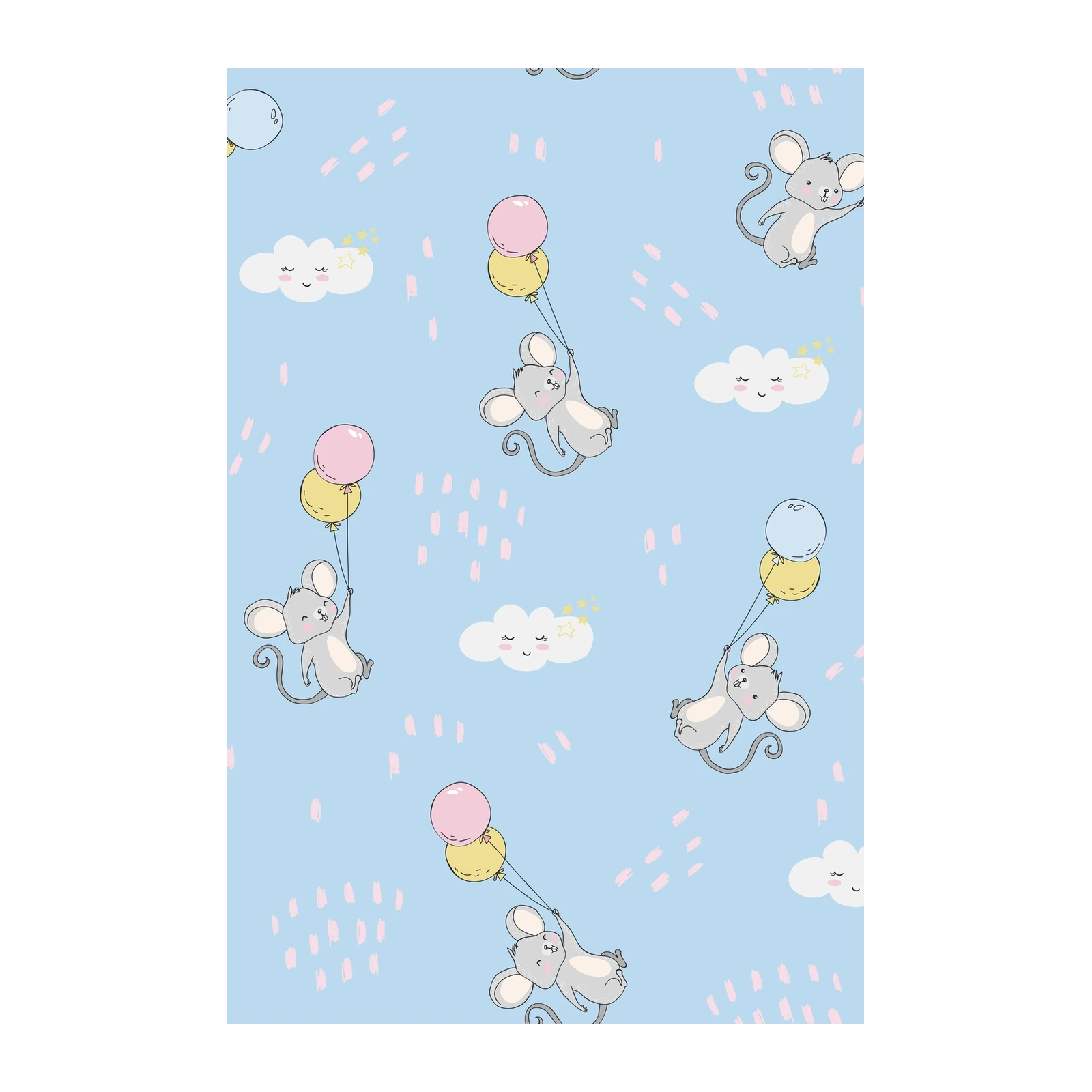 Whimsical Mice Balloon Adventure Wall Art