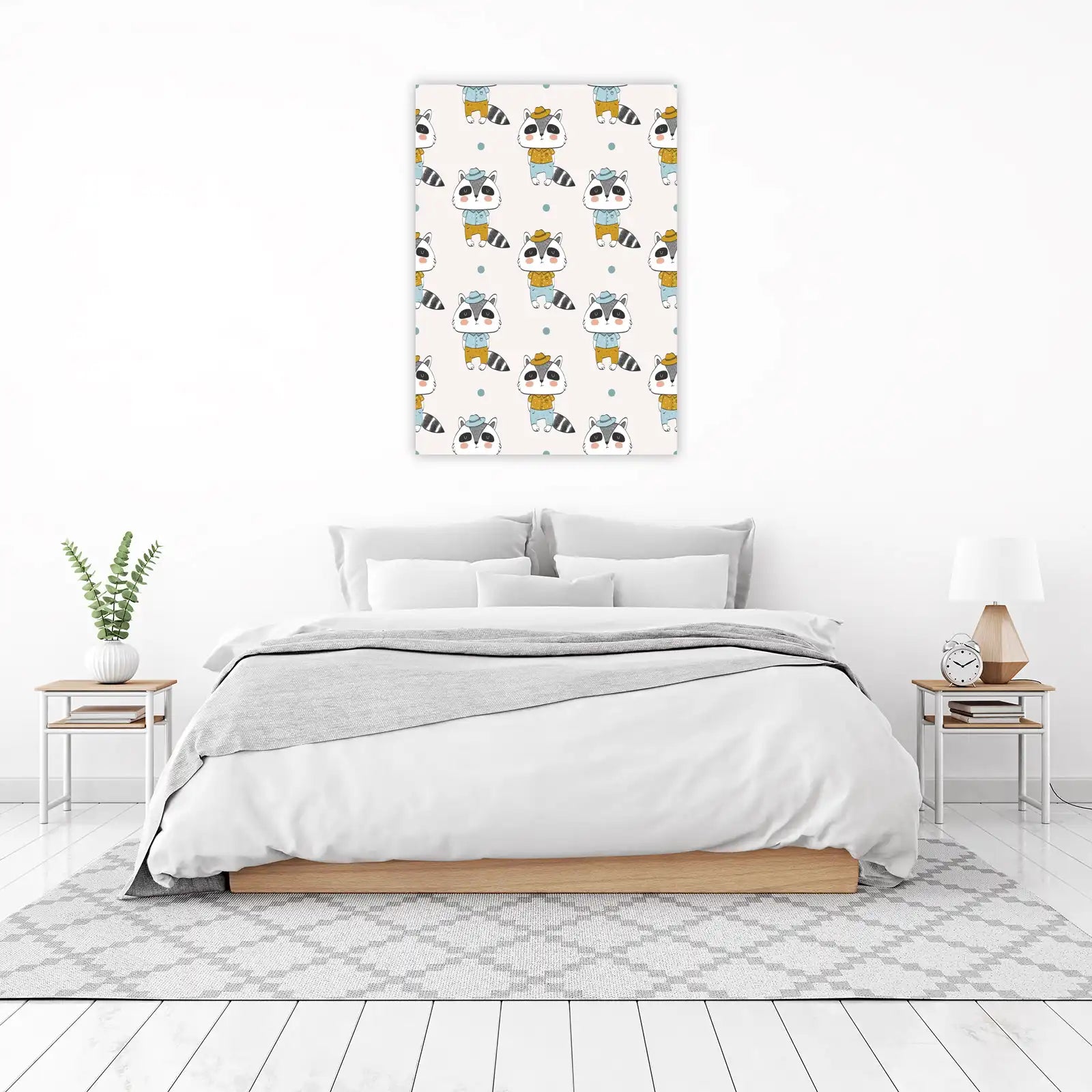Adorable Raccoon Friends Boho Wall Art