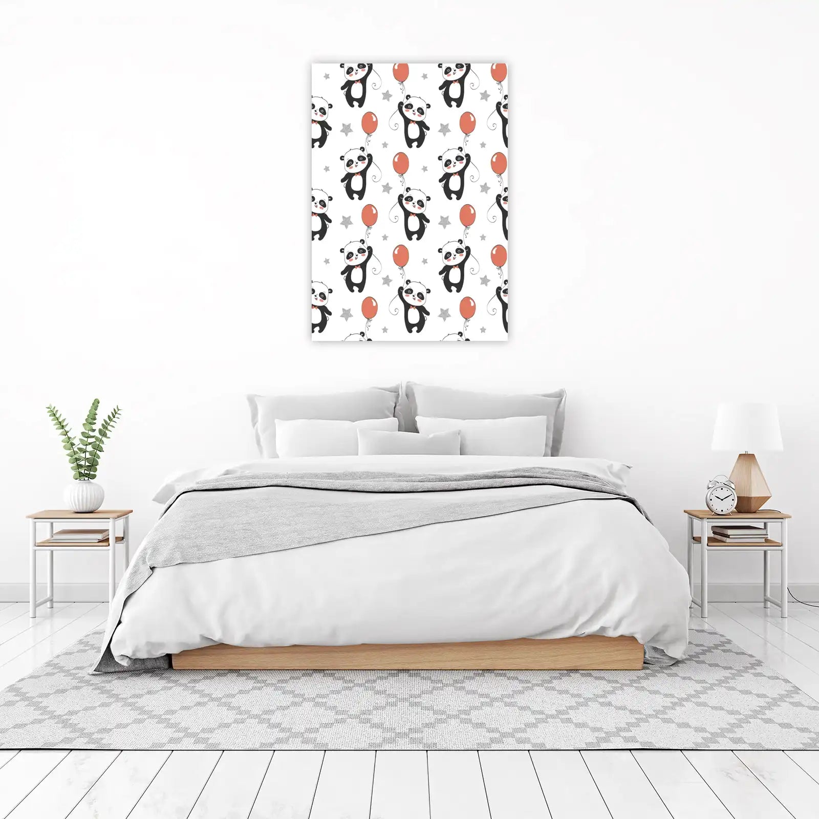 Cute Panda with Balloons Wall Art