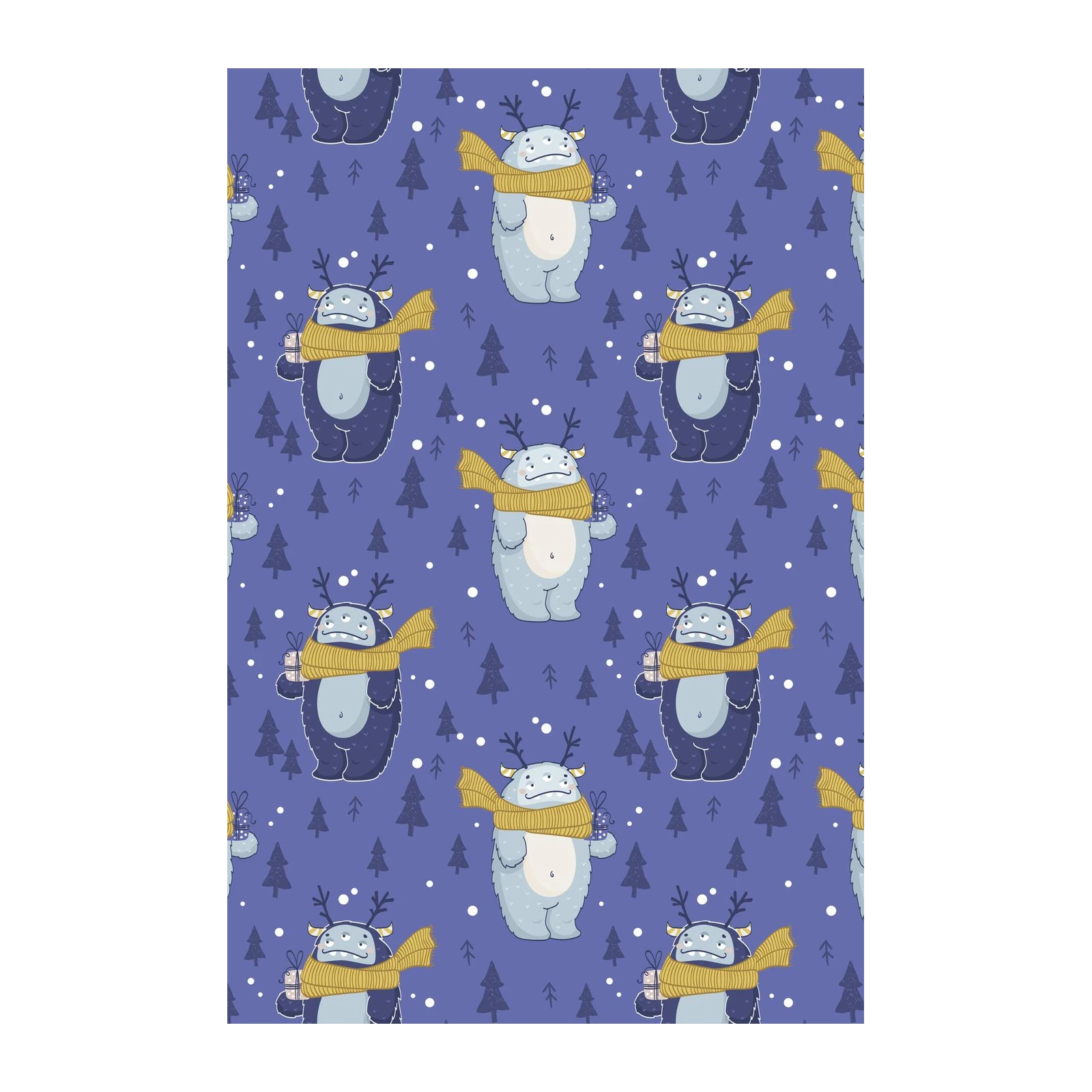 Cute Yeti Gift Holiday Forest Wall Art
