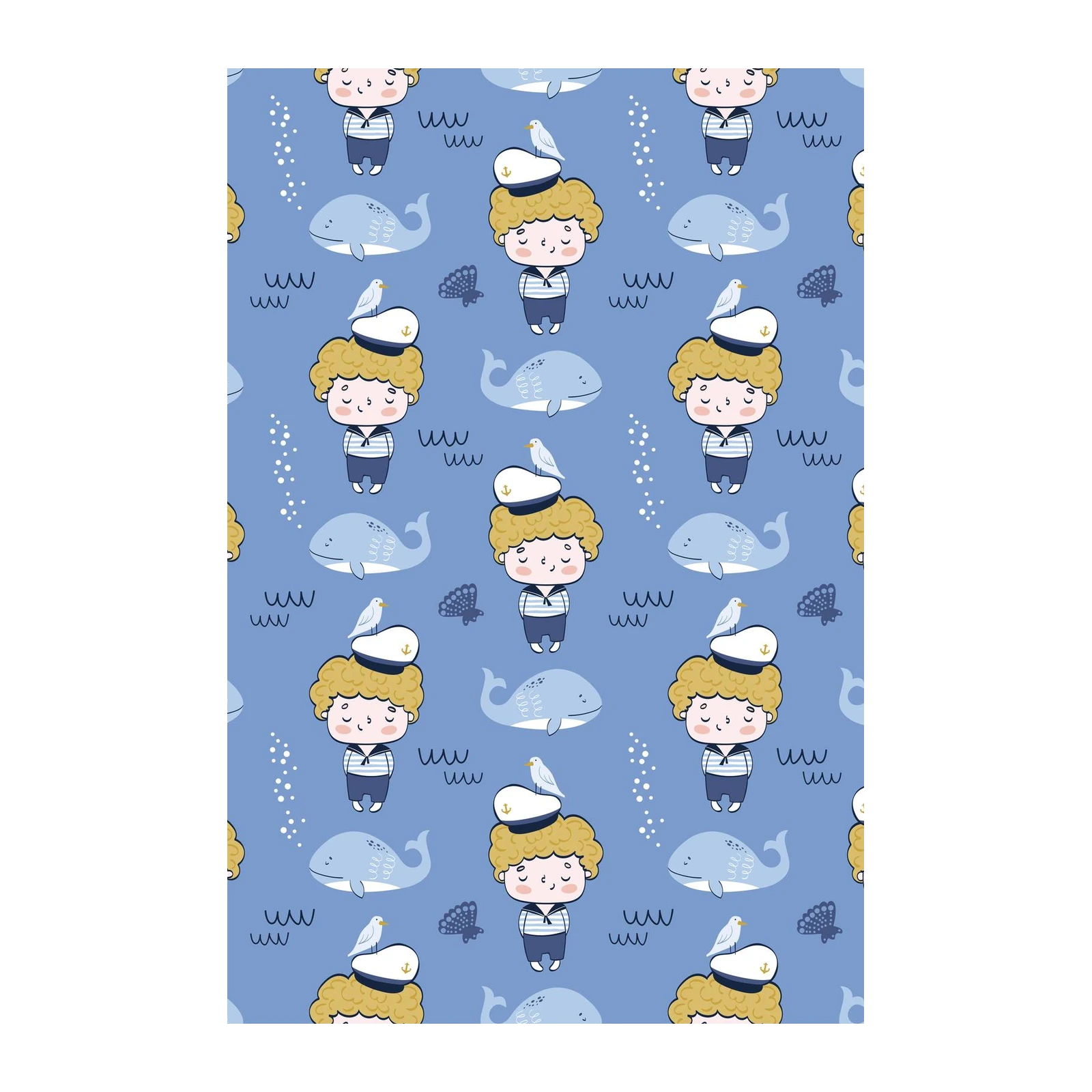 Cute Sailor Boy & Whale Wall Art