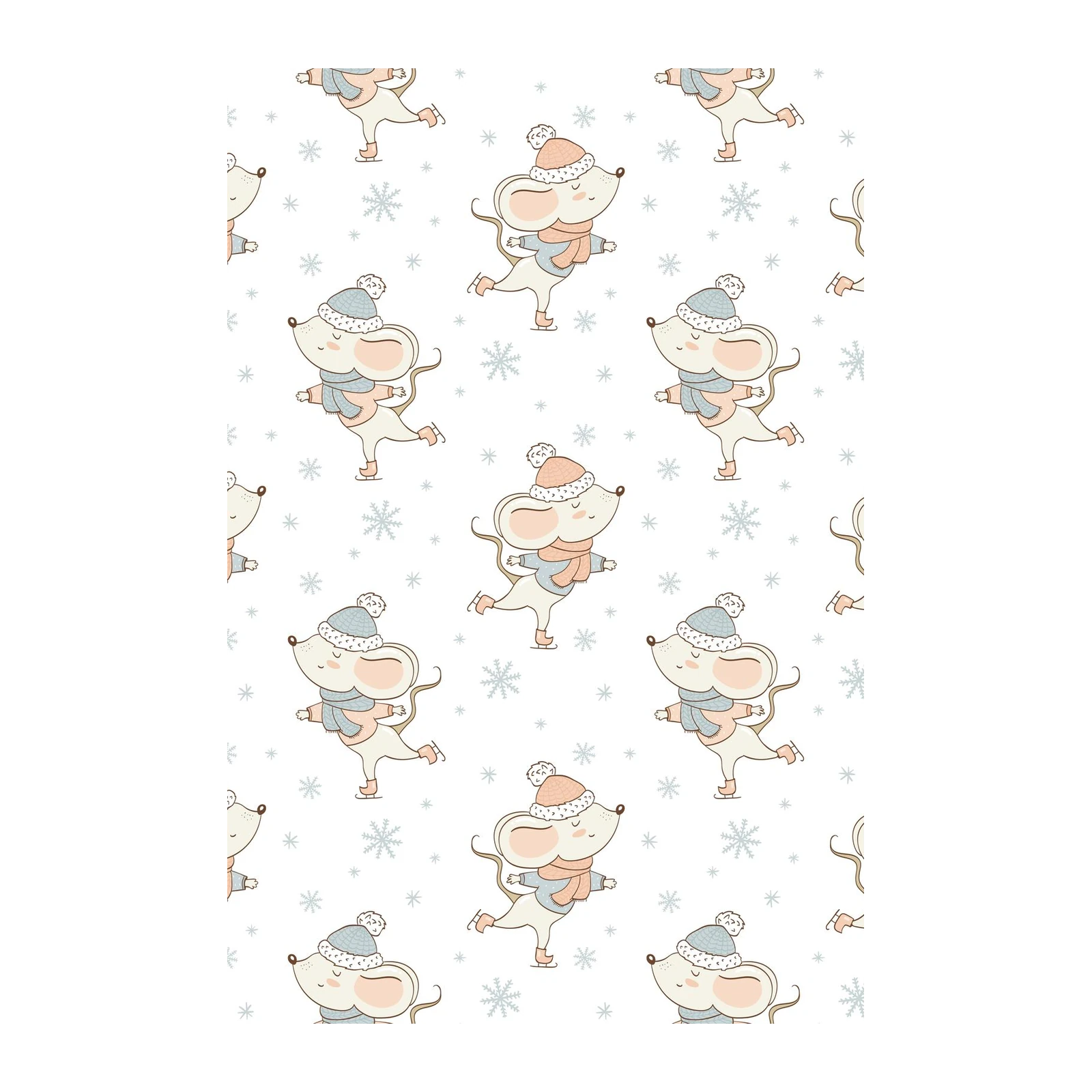 Charming Skating Mice Winter Whimsy Wall Art