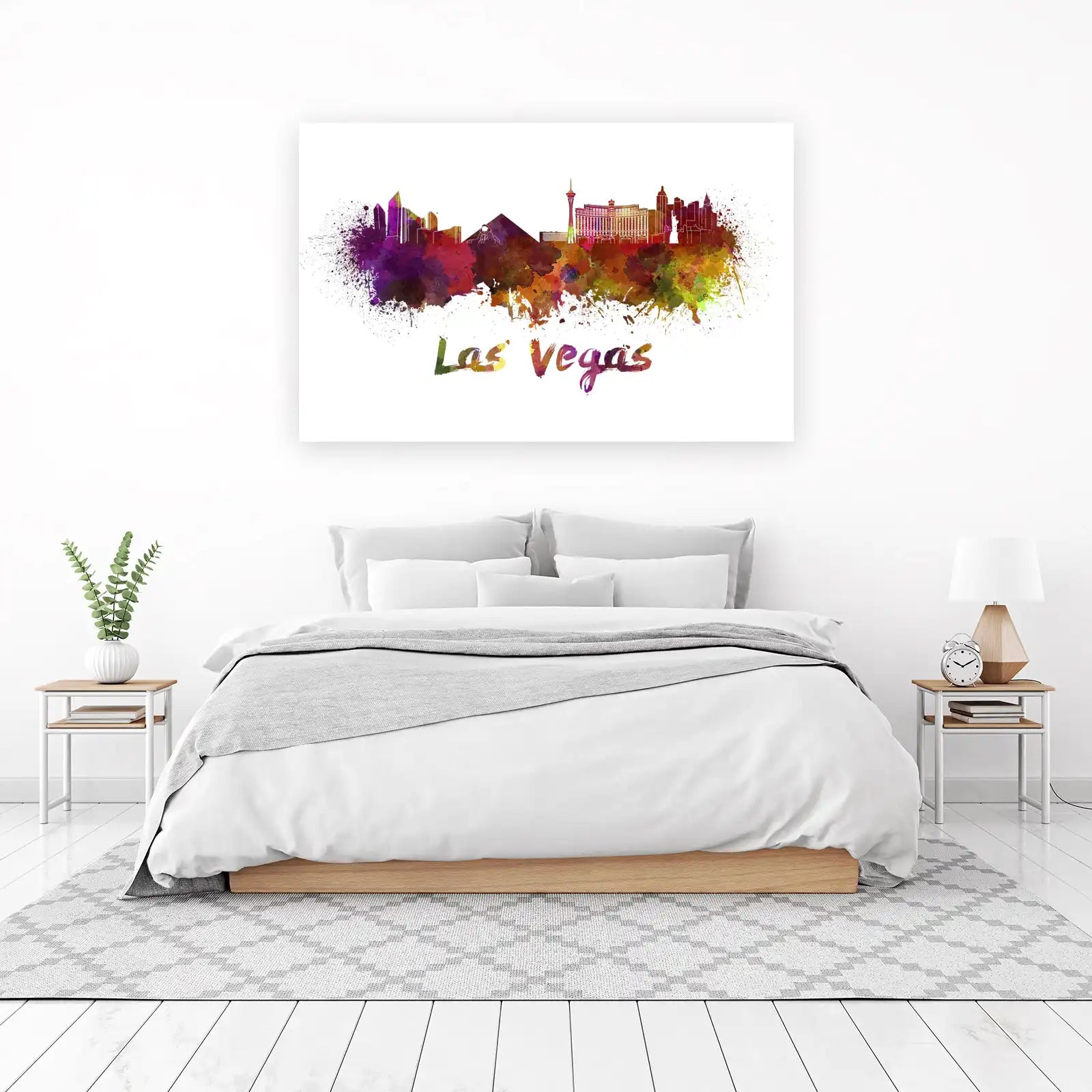 Vibrant Las Vegas Skyline Watercolor Wall Art