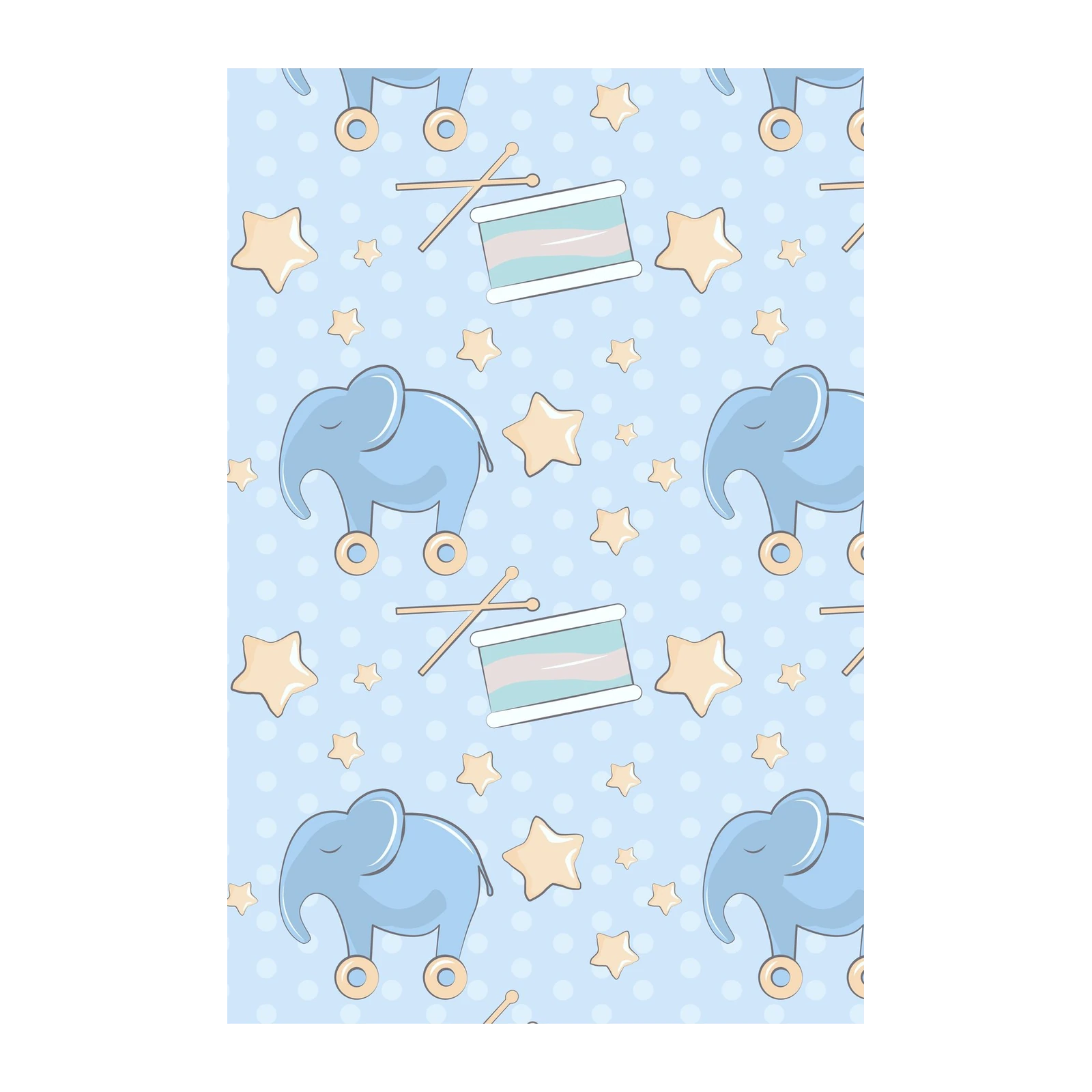 Cute Baby Elephant & Drum Nursery Art Wall Art