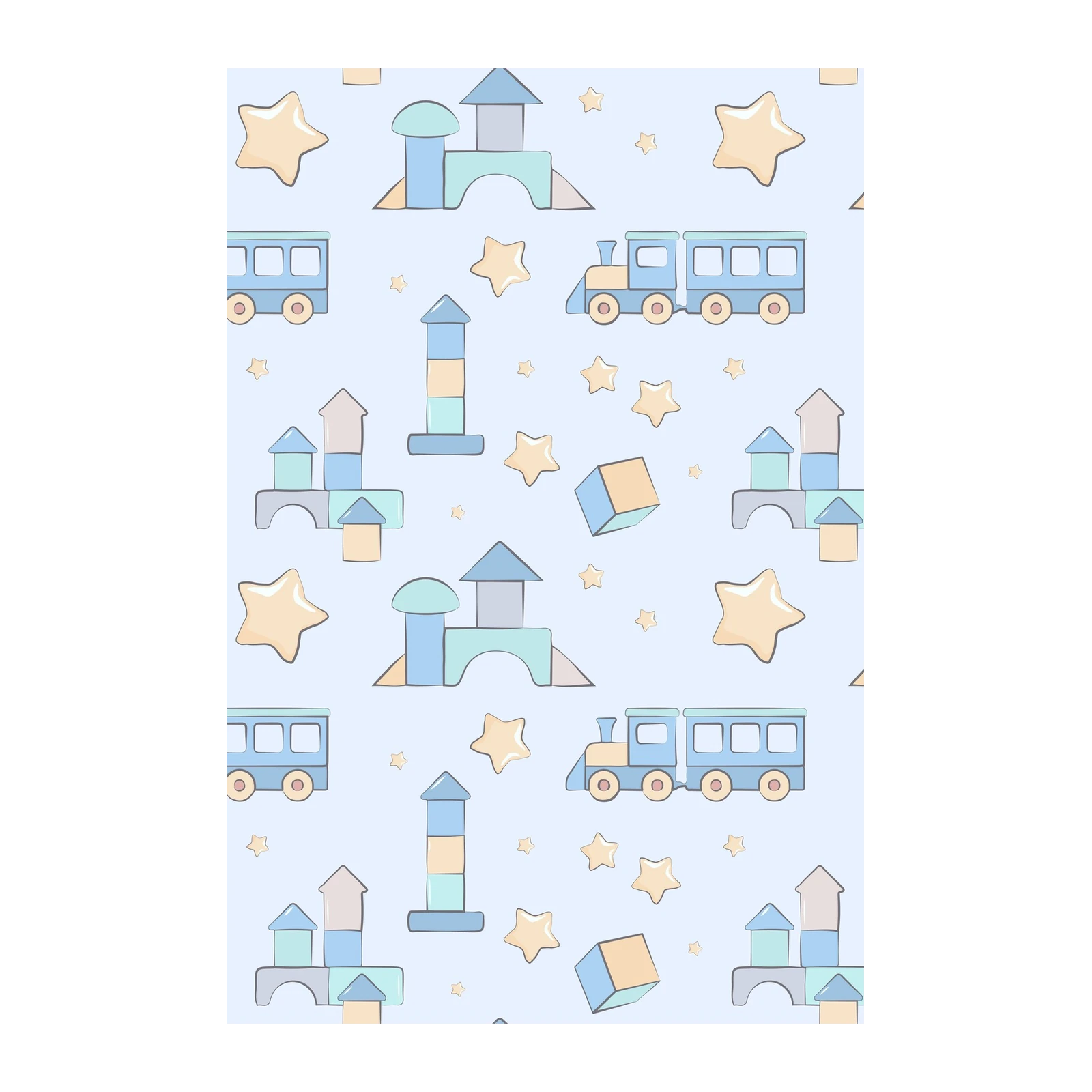 Whimsical Train & Stars Baby Room Wall Art