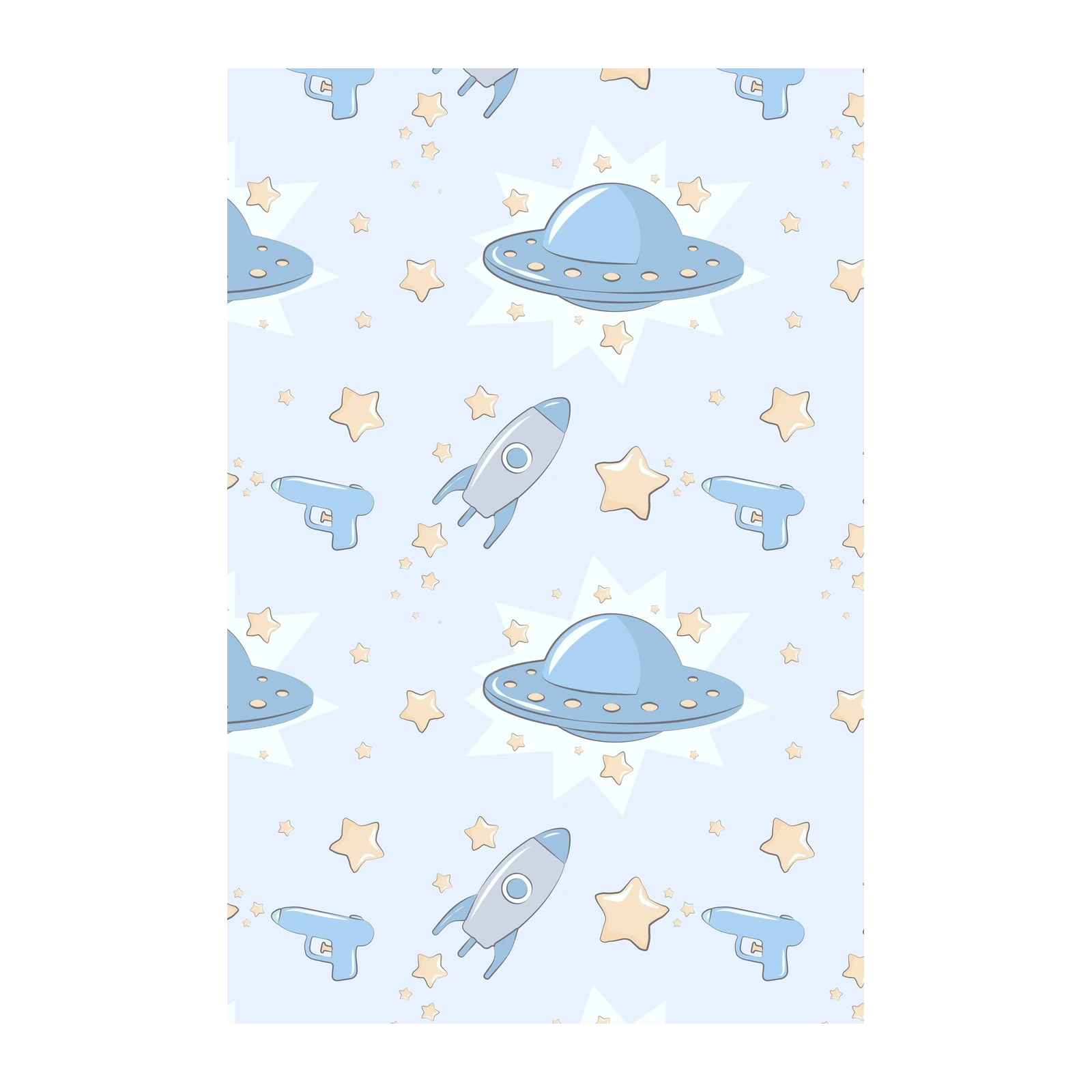 Cute Space Adventure Rocket & UFO Wall Art