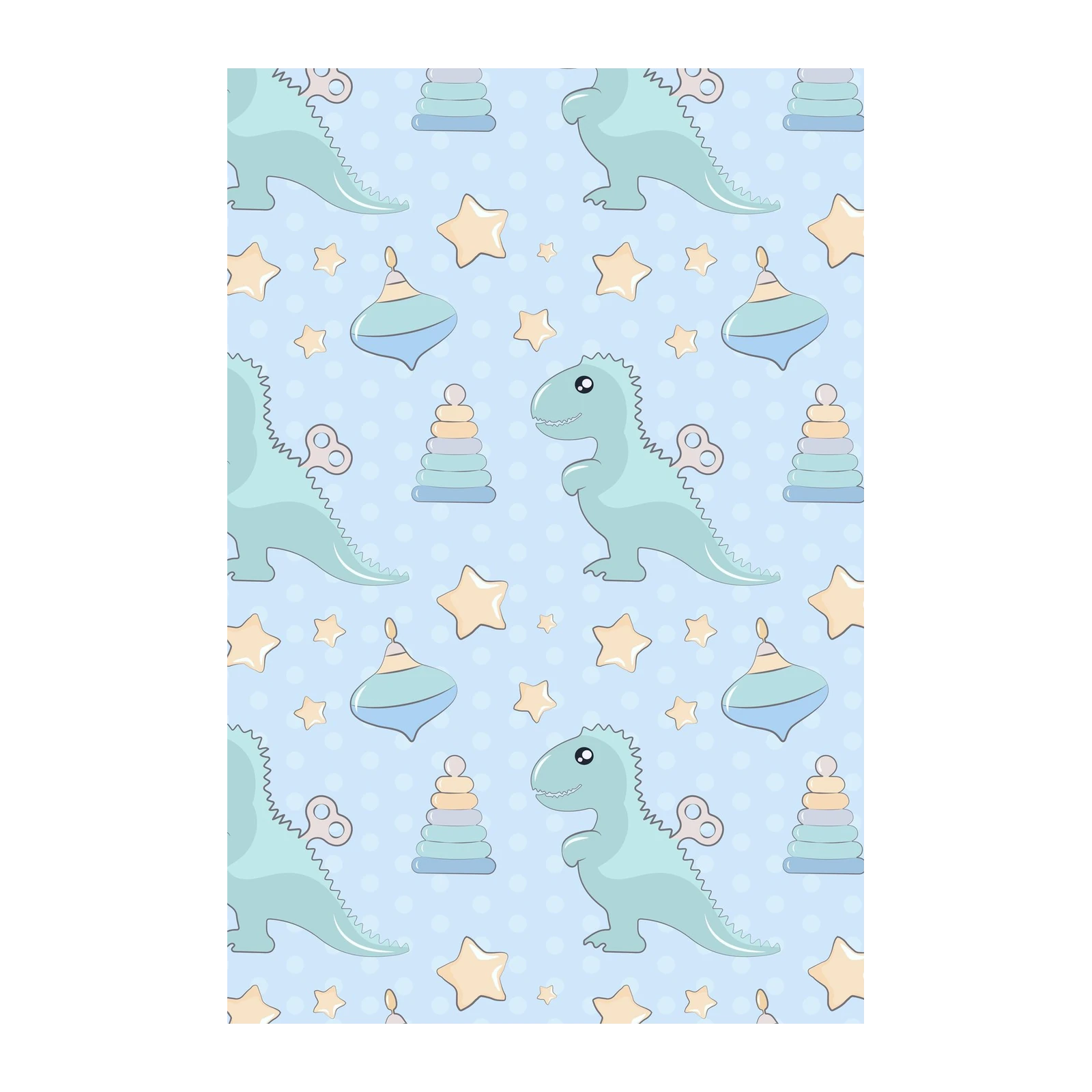Cute Dino & Stars Baby Room Wall Art