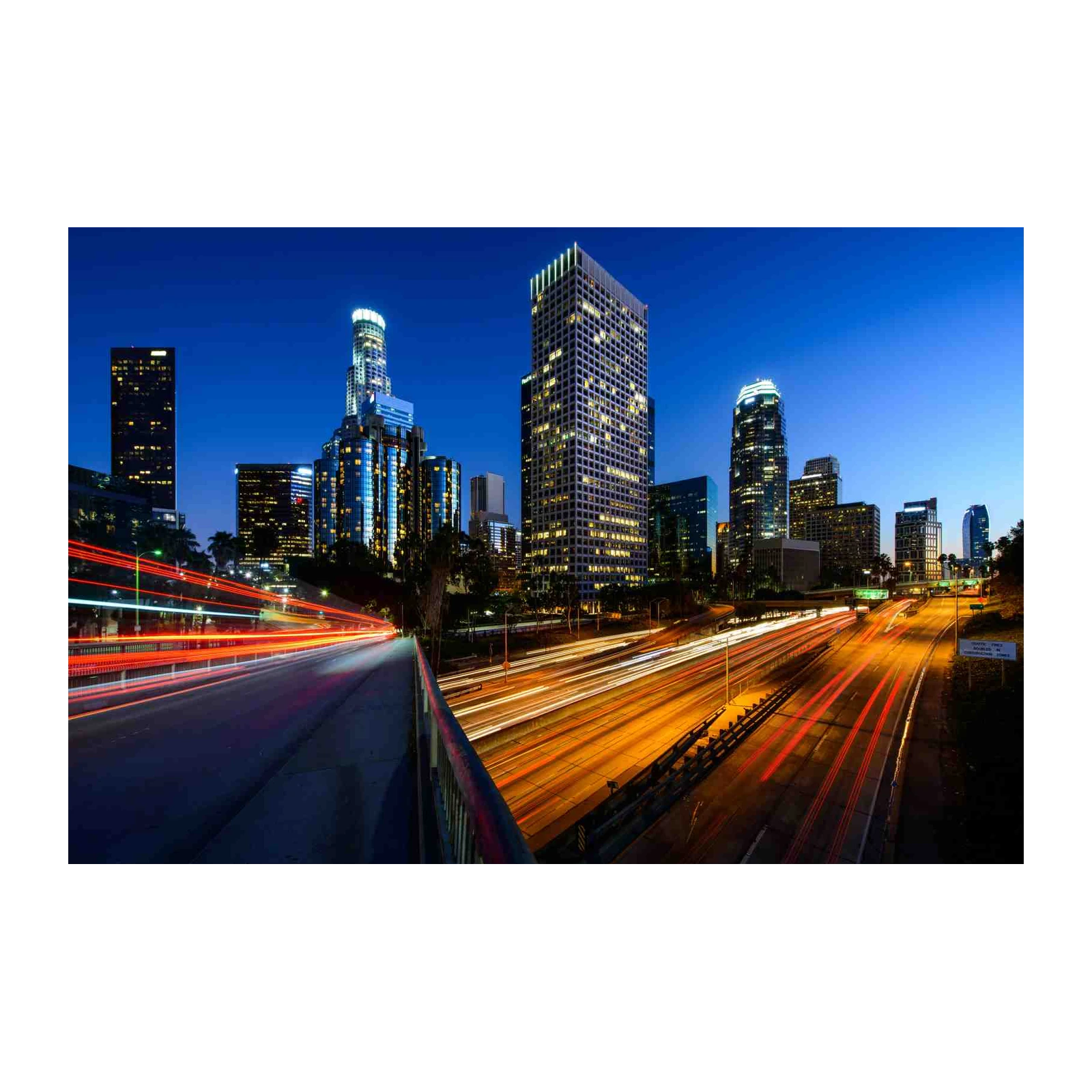 Dynamic LA Skyline at Night Wall Art