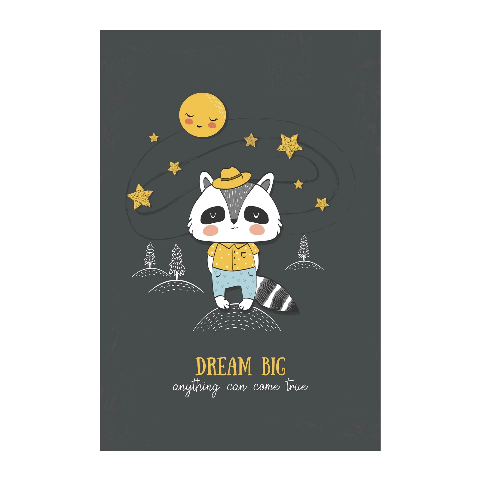 Cute Raccoon Dream Big Wall Art Wall Art