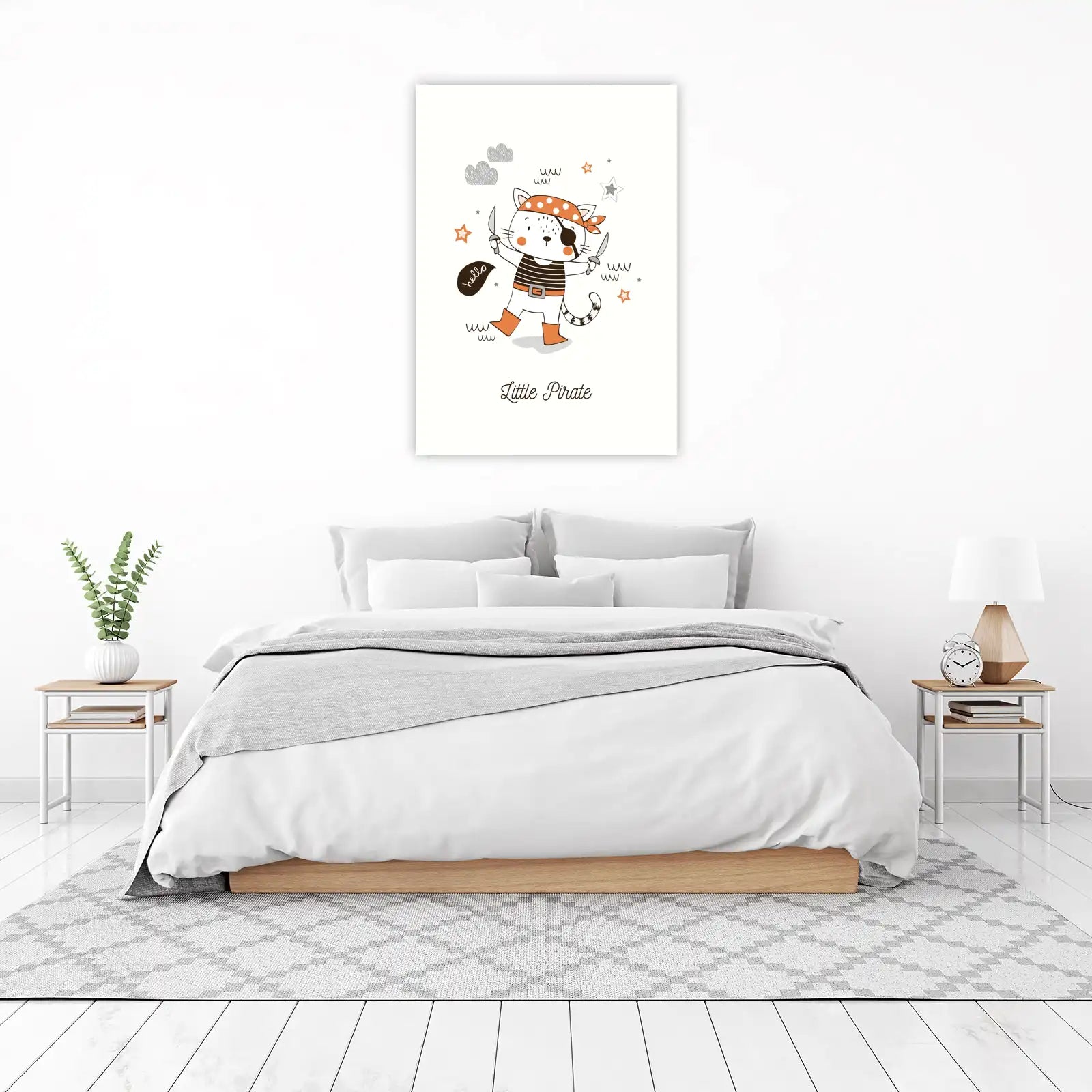 Cute Pirate Cat 'Hello' Wall Art