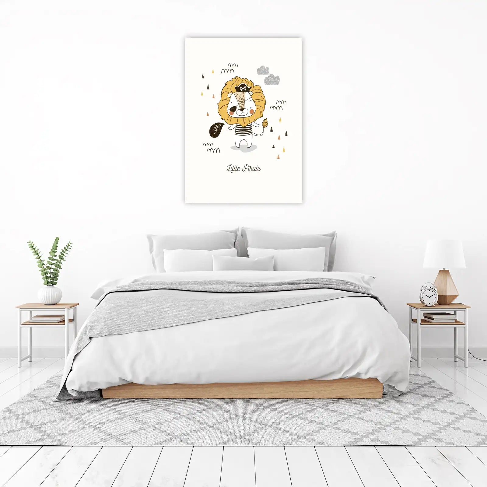 Cute Pirate Lion 'Hello' Wall Art for Kids' Room