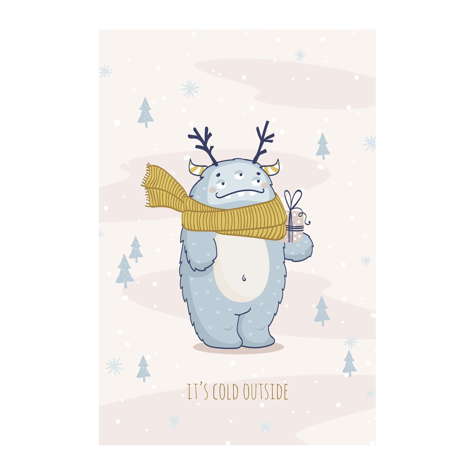 Cute Monster Winter Gift Wall Art