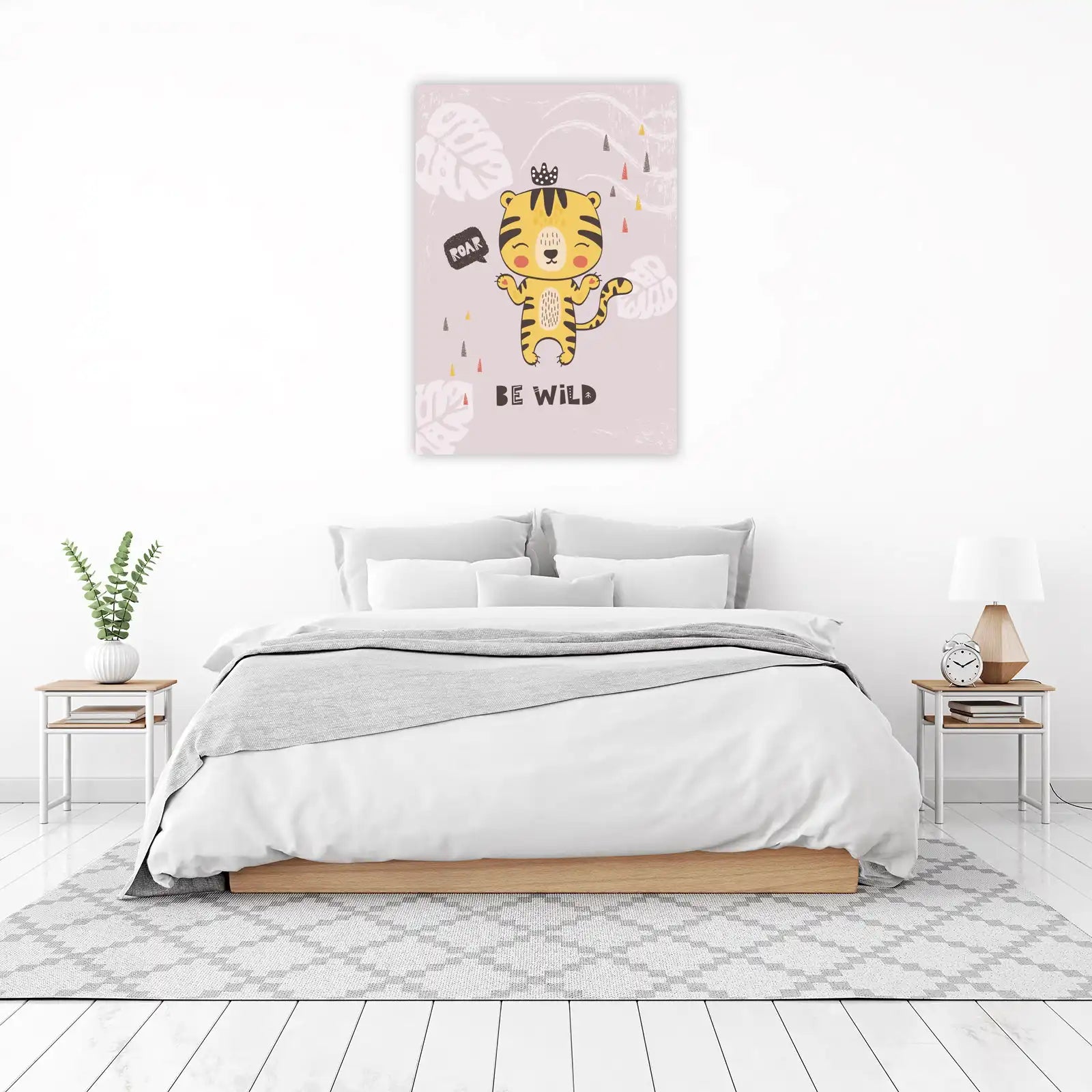 Cute Tiger King "Be Wild" Wall Art for Kids