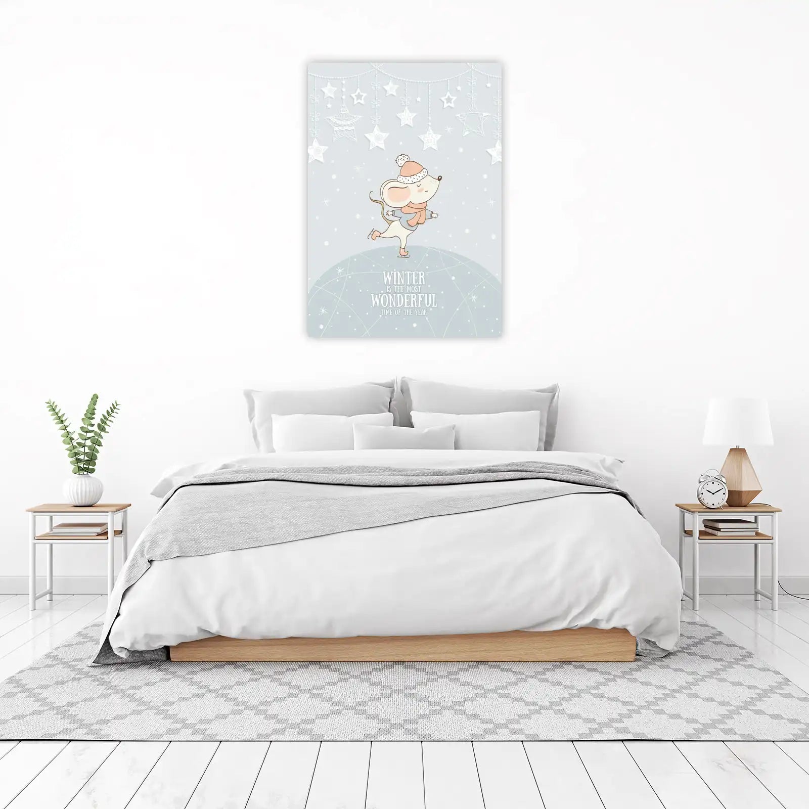 Adorable Ice Skating Mouse Winter Wall Art