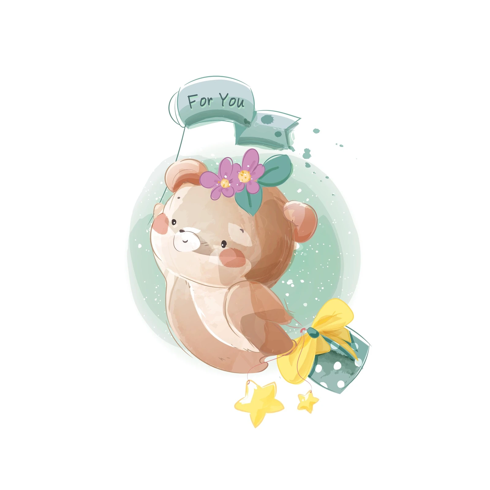 Cute Teddy Bear "For You" Wall Art