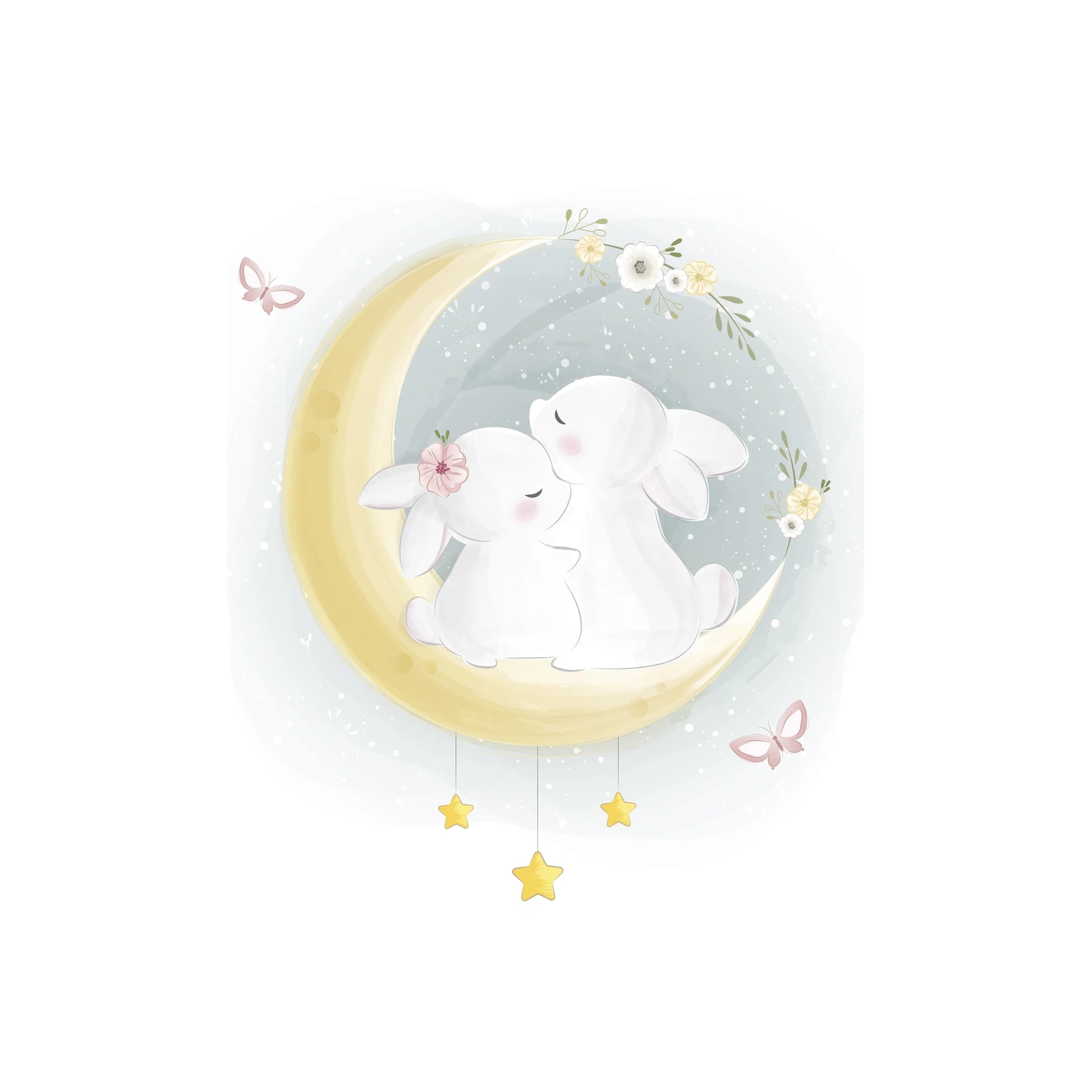 Adorable Bunny Moon Hug Wall Art